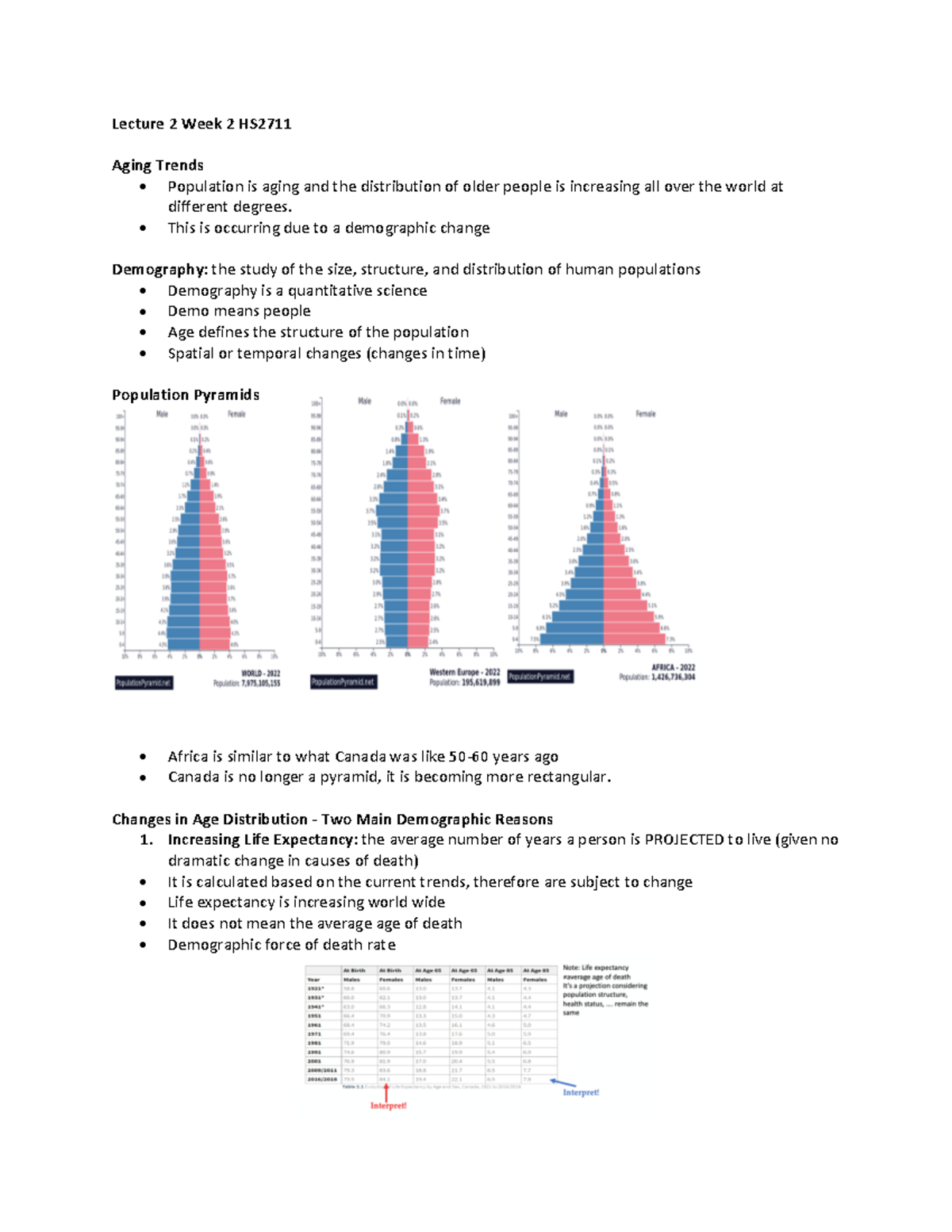 Lecture+2+Week+2+HS2711 - Lecture 2 Week 2 HS Aging Trends • Population ...