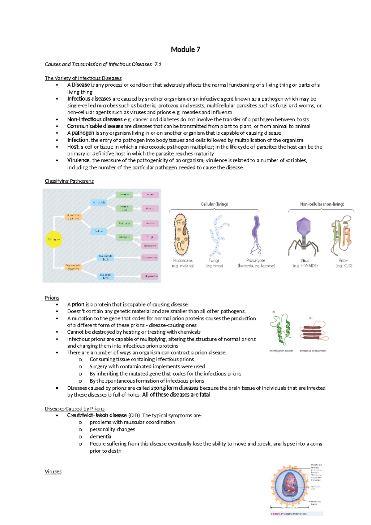 Biology Module 7 Revision - Module 7 Causes and Transmission of ...