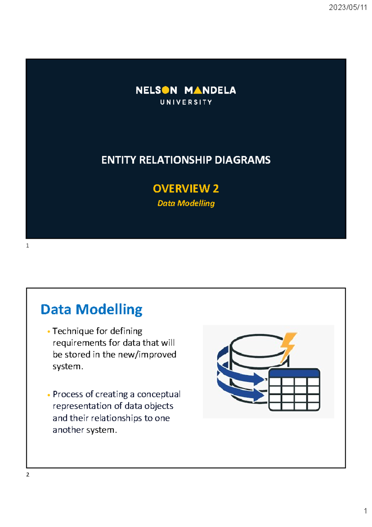 Overview 2 Data Modelling Slides - ENTITY RELATIONSHIP DIAGRAMS ...