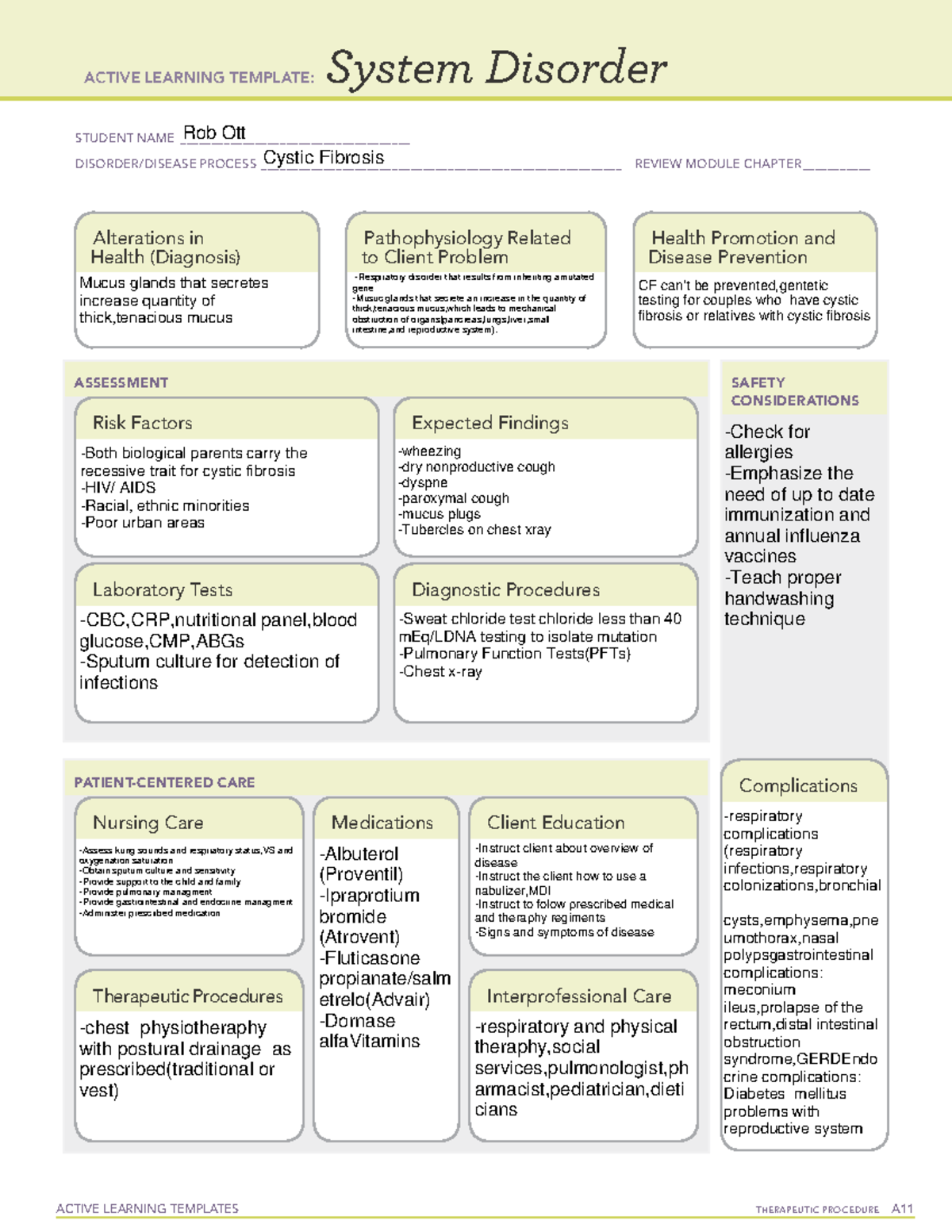 ATI System Disorder Cystic Fibrosis - ACTIVE LEARNING TEMPLATES ...