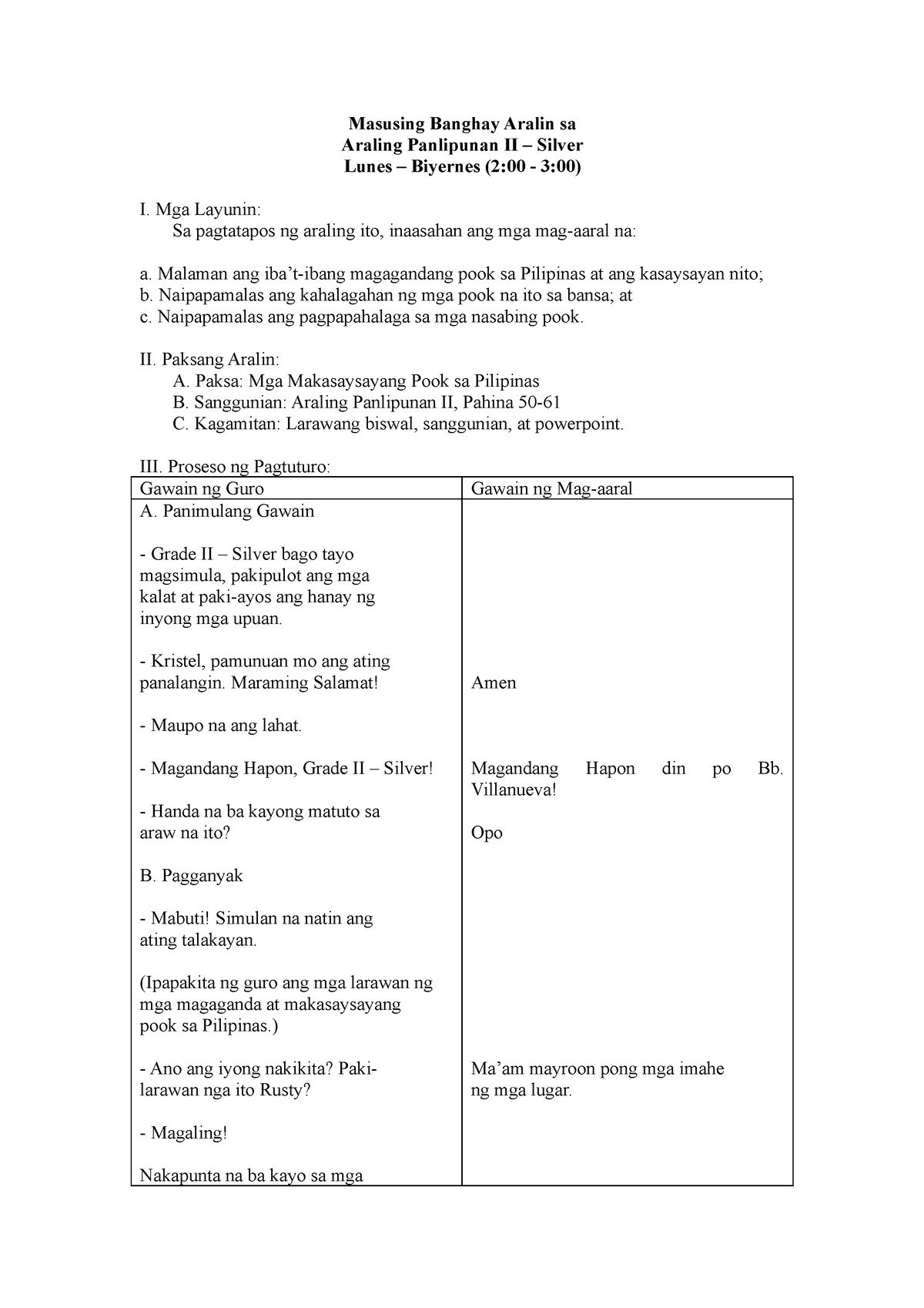 Detailed Lesson Plan - None - Masusing Banghay Aralin Sa Araling ...