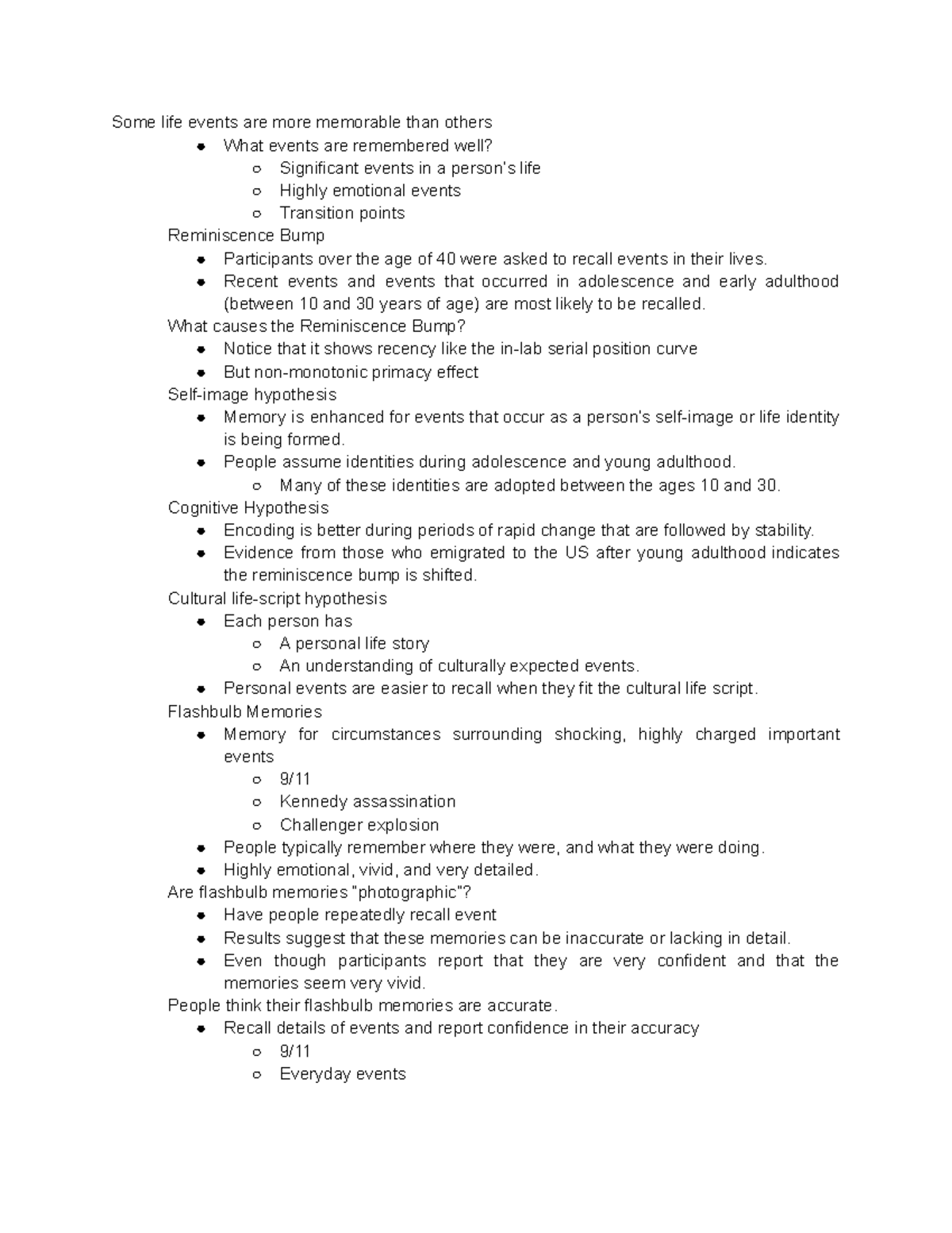 PSY 200 Notes copy 2 - Some life events are more memorable than others ...