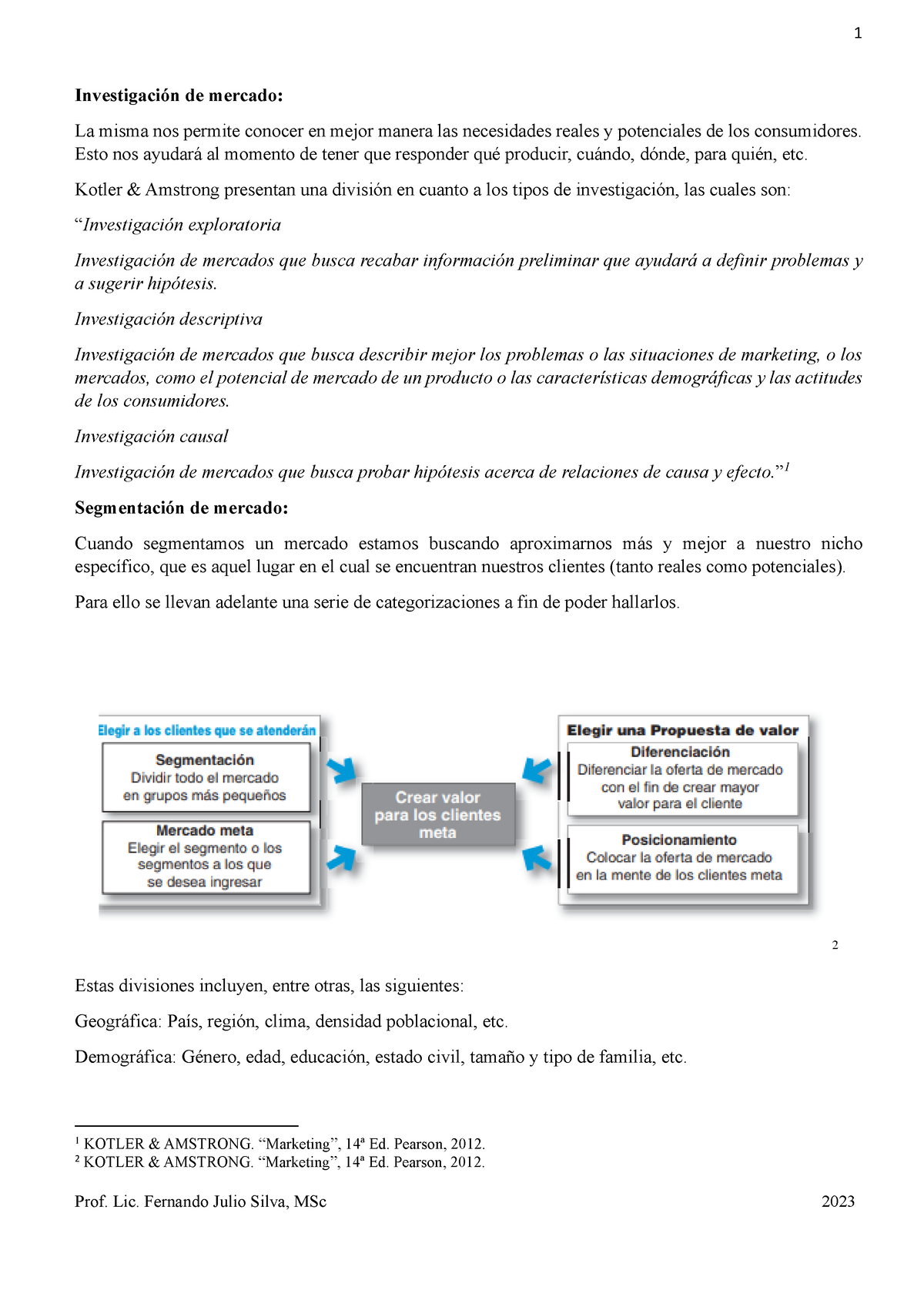 Investigación De Mercado - Resumen - FJ Silva - 2023 - 1 Prof. Lic ...