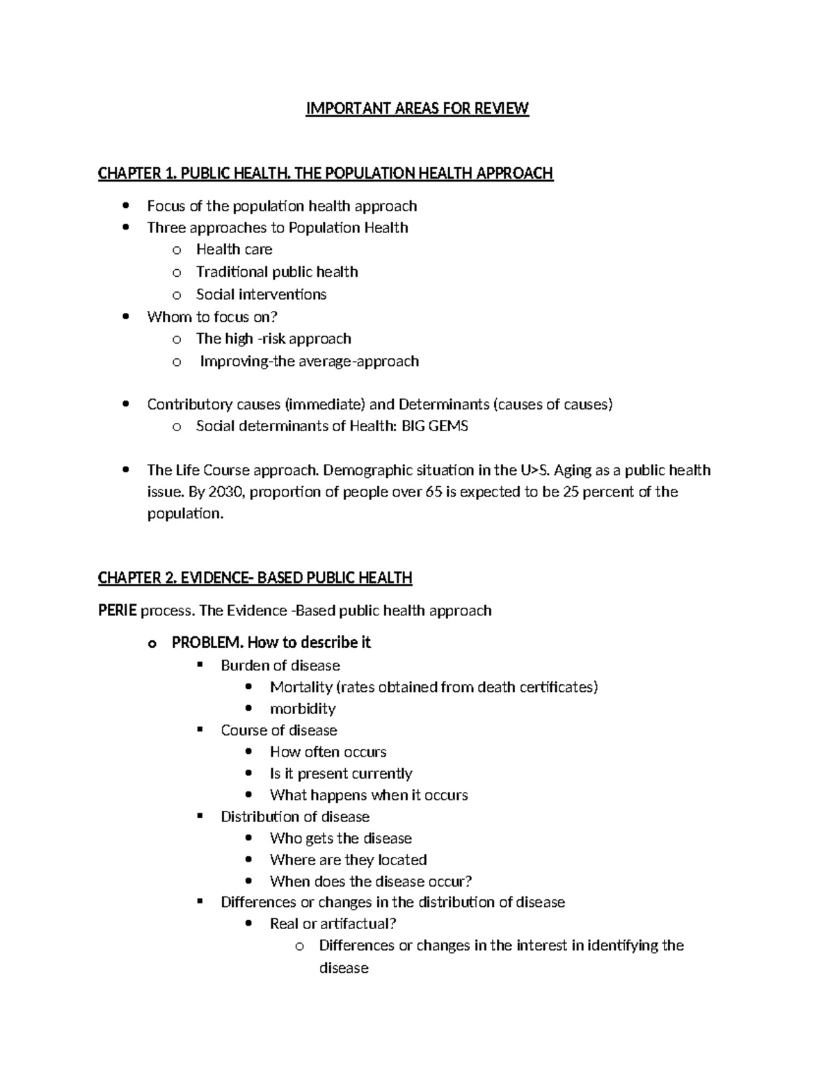 Review Of Chapters 1-7 Midterm - IMPORTANT AREAS FOR REVIEW CHAPTER 1 ...