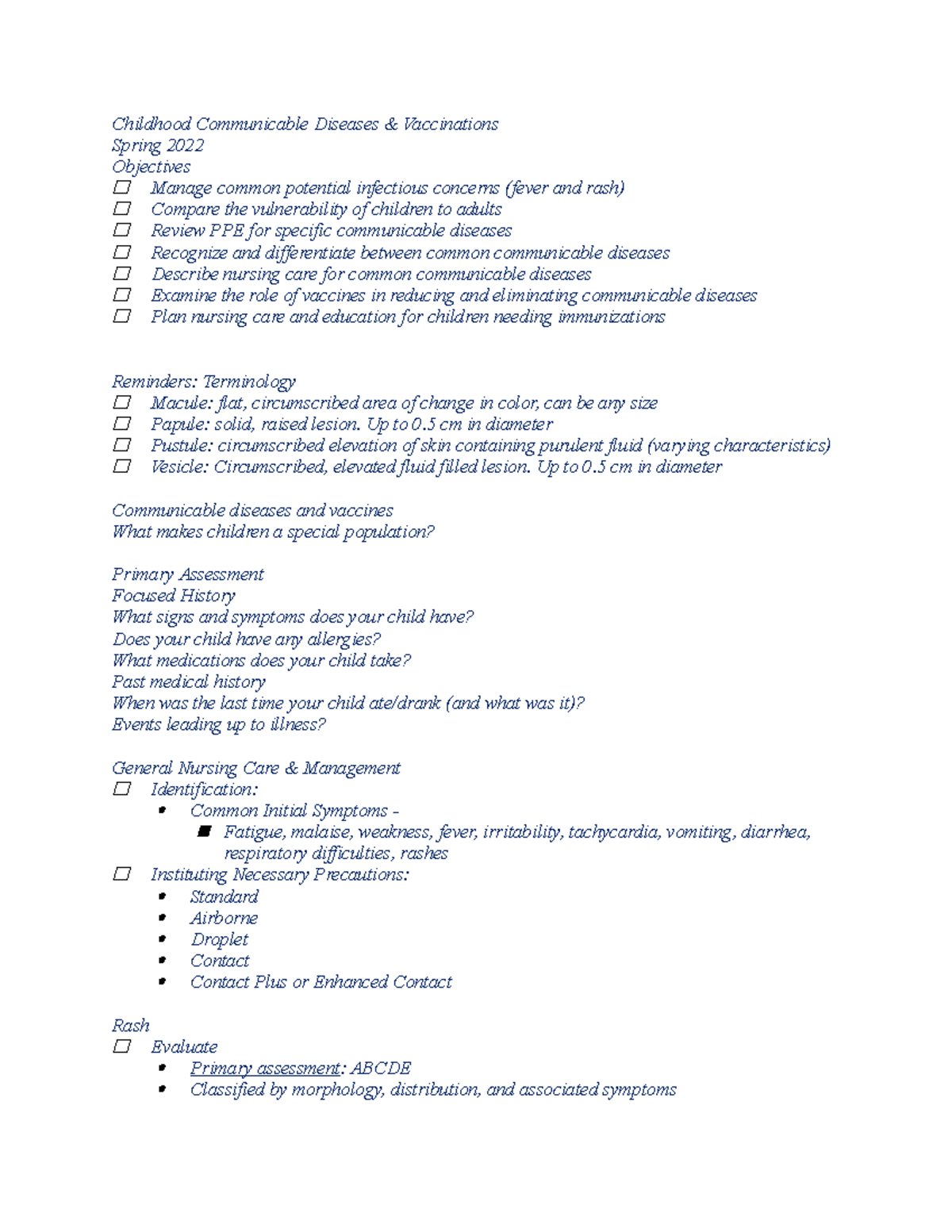 Wong's Essentials Pediatric EXAM 1 Study Infections - Childhood ...