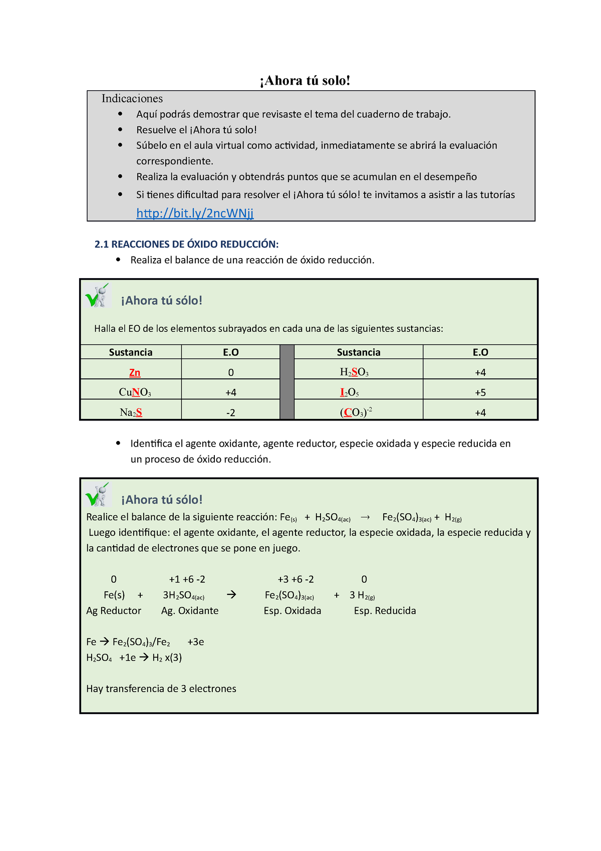 S12 Ahora Tú Solo Reacciones Redox ¡ahora Tú Solo Indicaciones Aquí