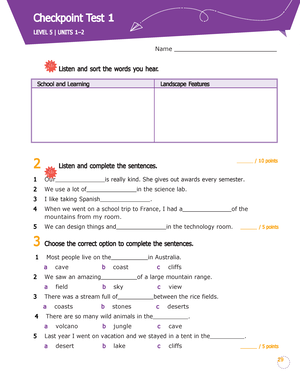 English Code Am E L5 Checkpoint Test 1 U1-2 - 014 Listen And Sort The ...