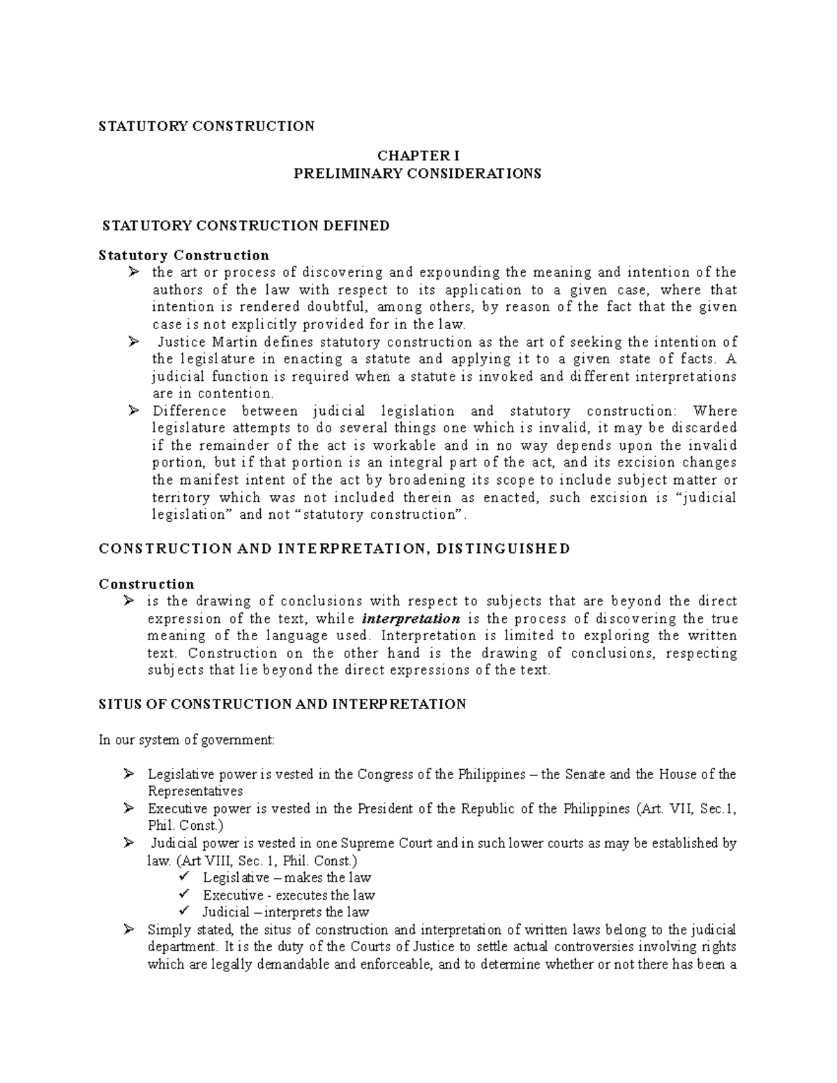 STAT-CON - Taatxje - STATUTORY CONSTRUCTION CHAPTER I PRELIMINARY ...