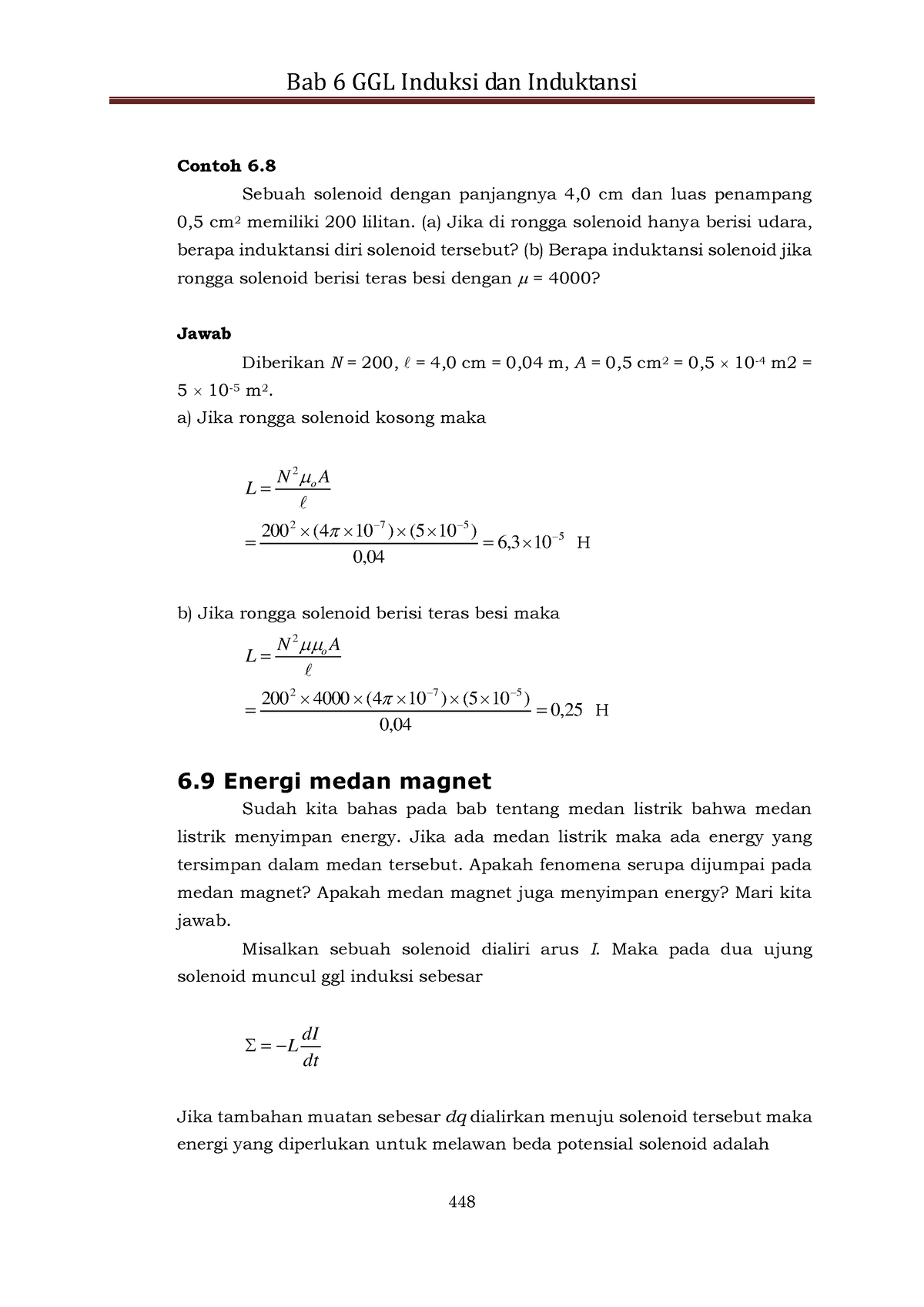 Fisika Dasar-154 - Bab 6 GGL Induksi Dan Induktansi 448 Contoh 6 ...