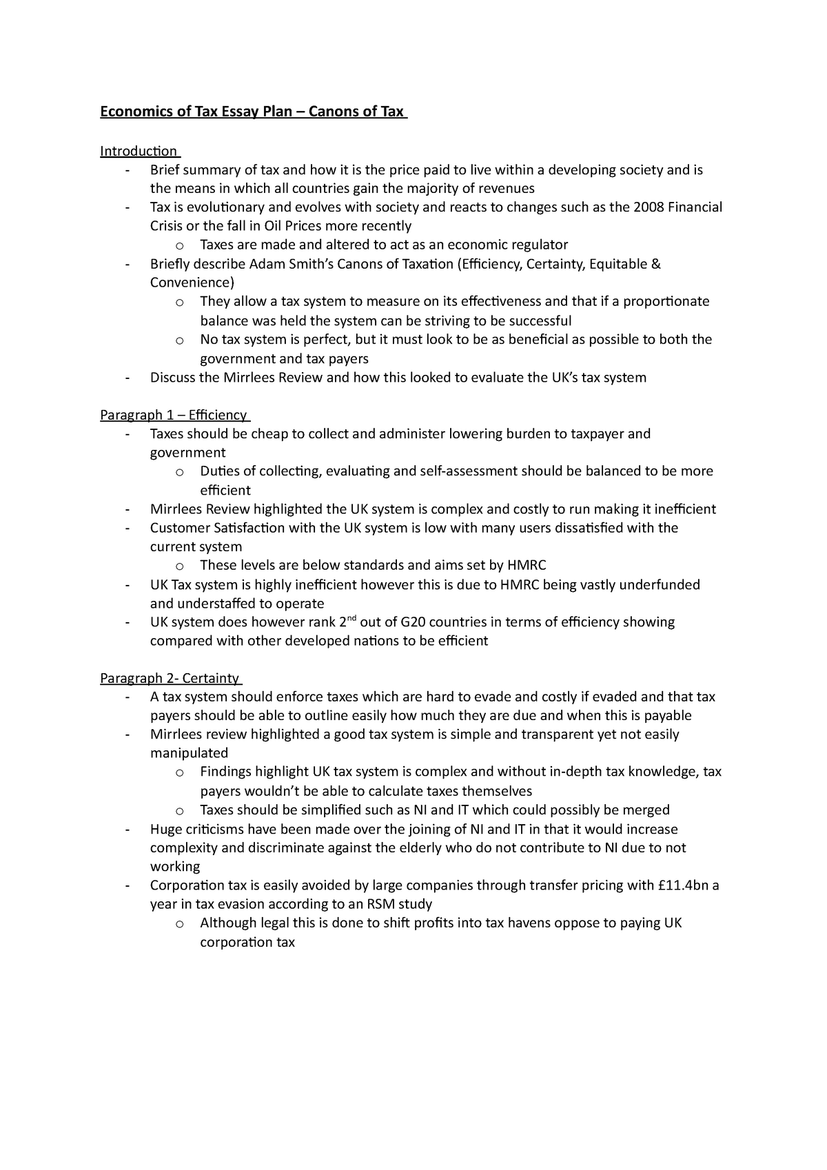 essay on tax planning