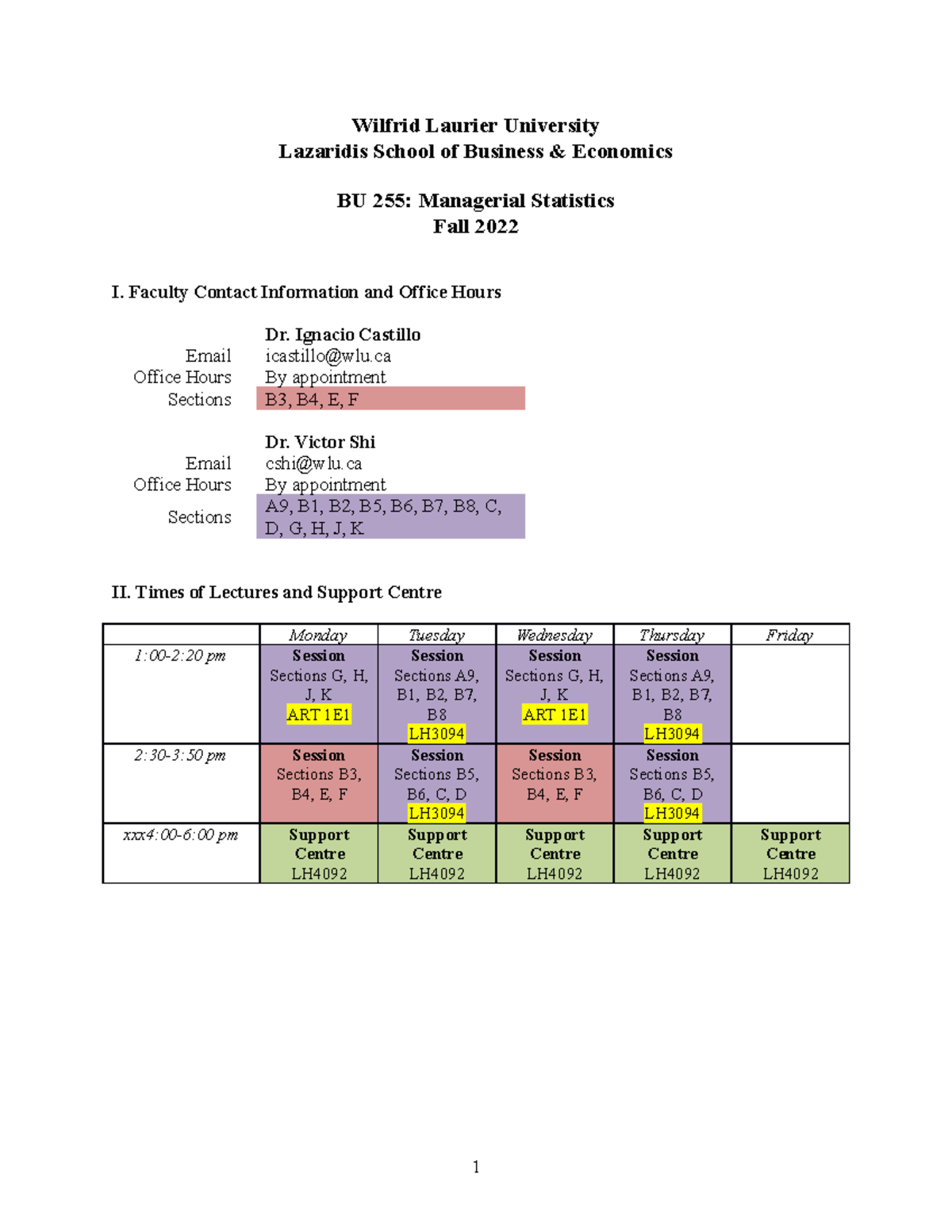 20220907 BU255 Course Outline Fall 2022 Wilfrid Laurier