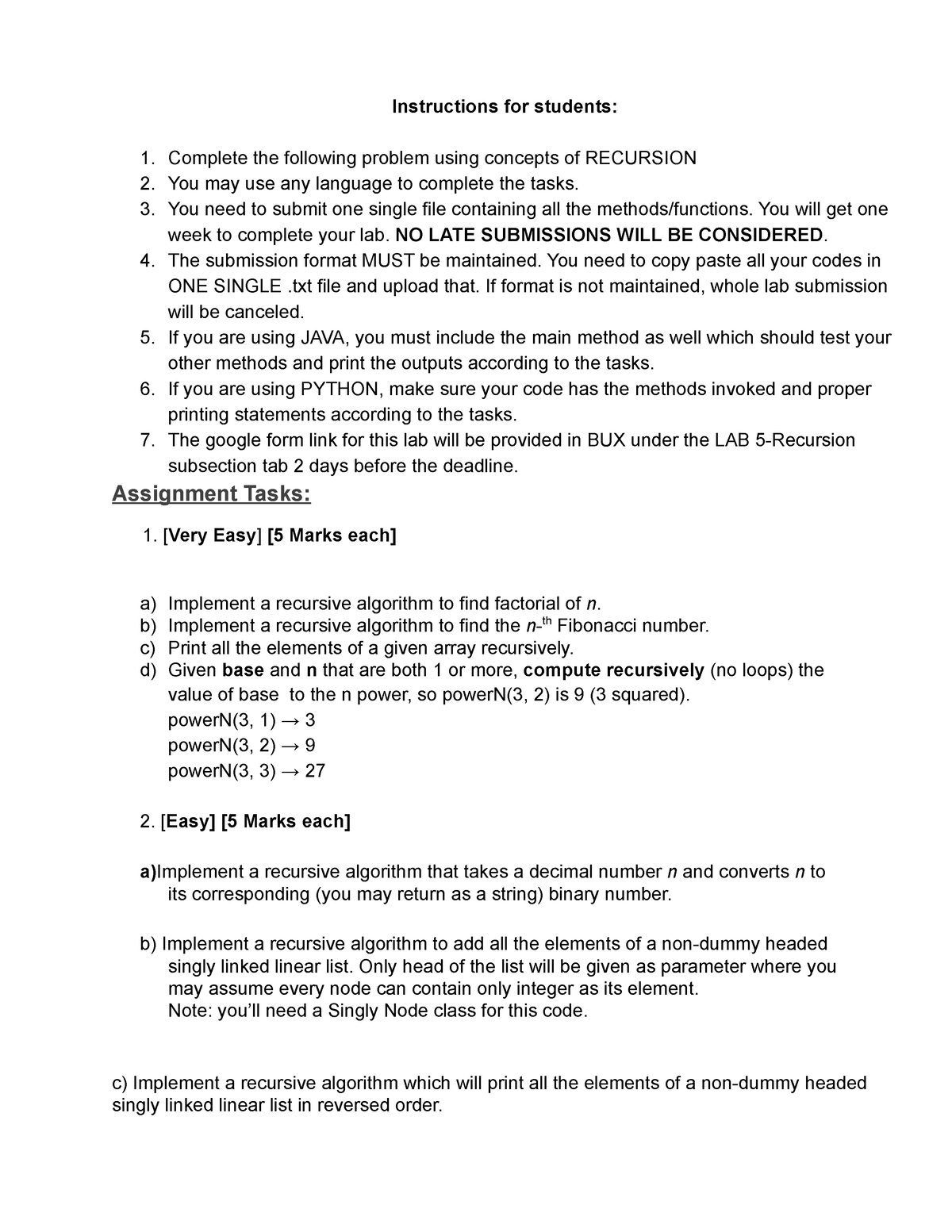 CSE220 Lab 06 - Recursion (Fall 2022) - Instructions For Students ...