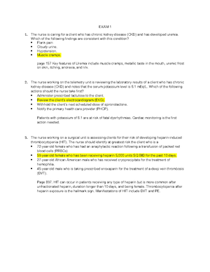 NUR 265 Exam 2 Review - Advance nursing - Review s/s for pulmonary ...