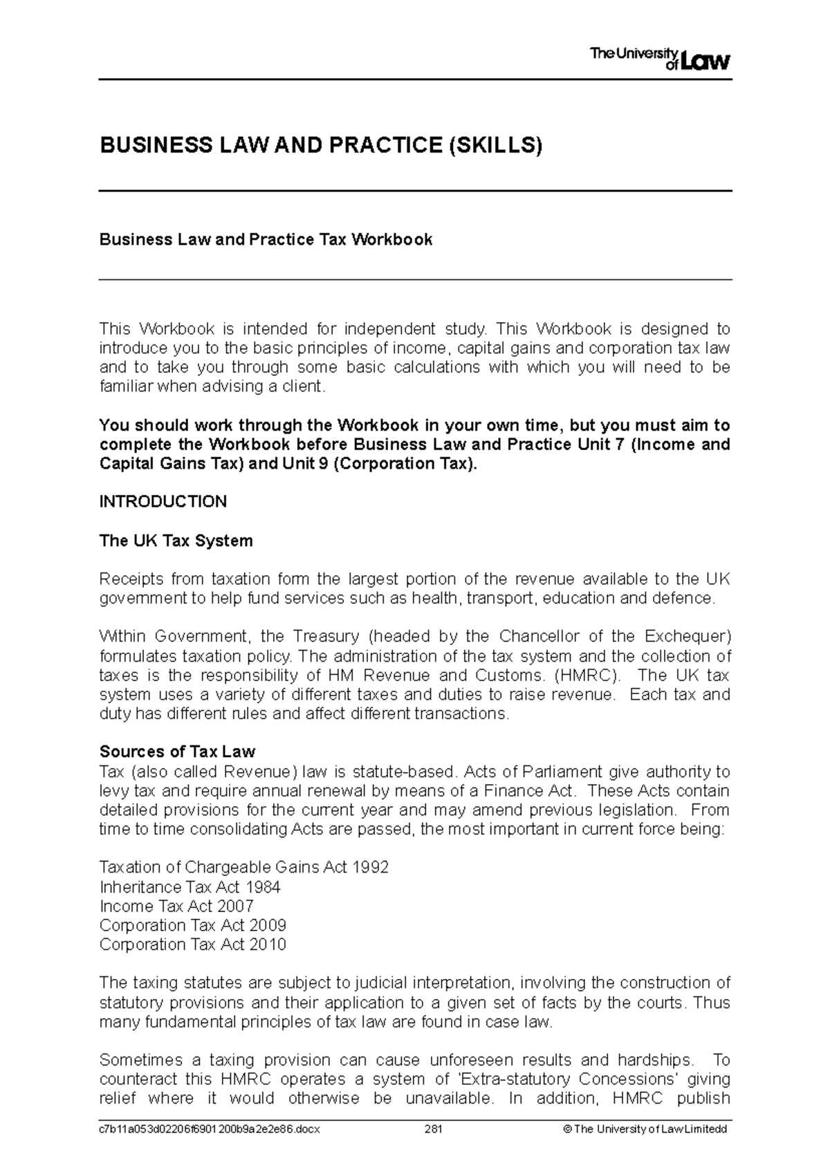 2122 blp ce01 tax workbook - BUSINESS LAW AND PRACTICE (SKILLS ...