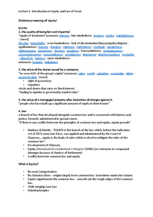 Equity and the rule of law - For educational use only Equity and the ...