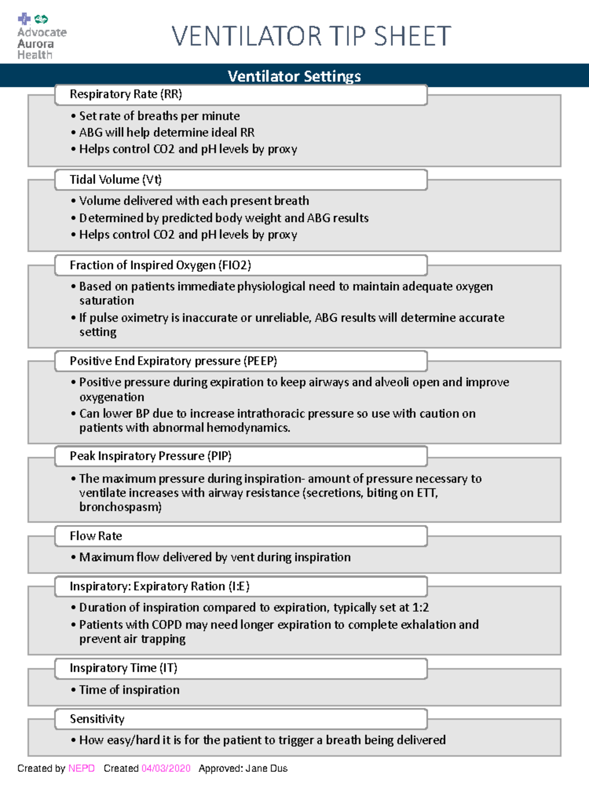 Ventilator Tip Sheet - Information about how mechanical ventilation ...