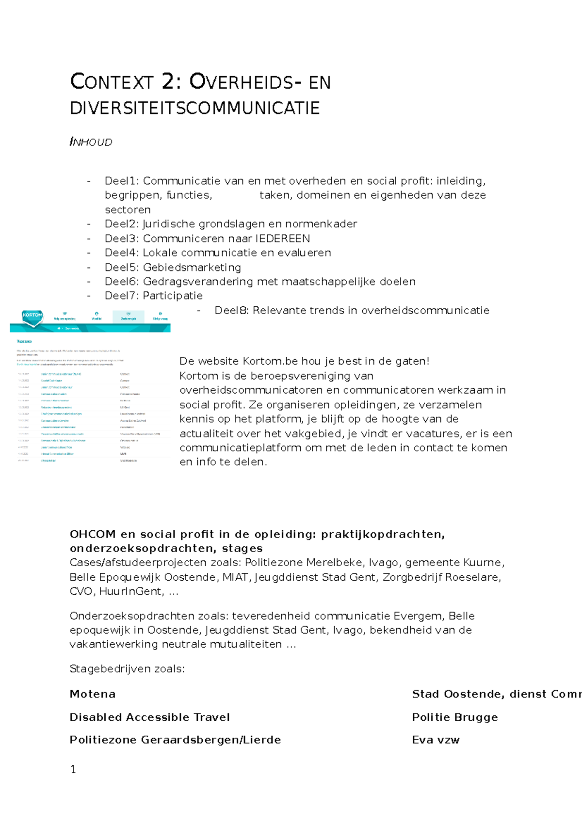 Context 2 SV - CONTEXT 2: OVERHEIDS- EN DIVERSITEITSCOMMUNICATIE INHOUD ...