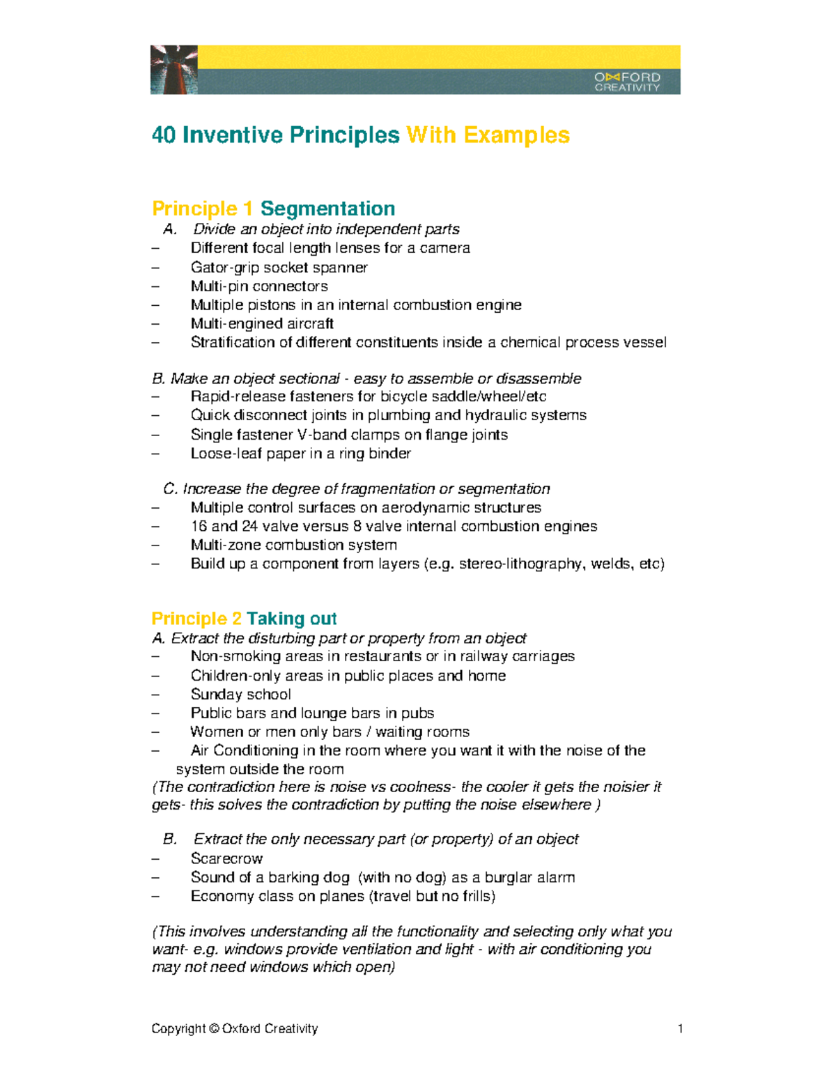 TRIZ Examples - triz - 40 Inventive Principles With Examples Principle ...