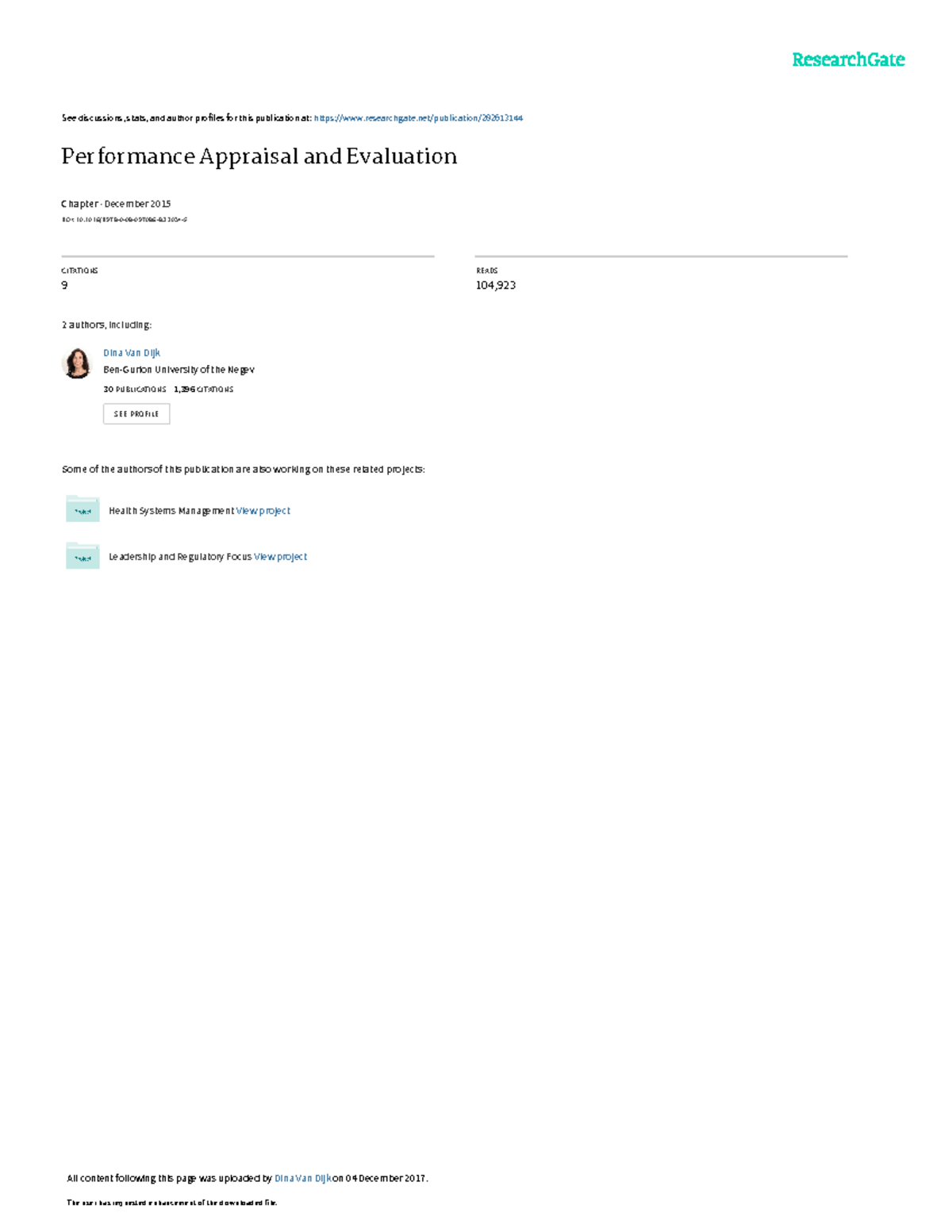 Performance Appraisal and Evaluation - Studocu