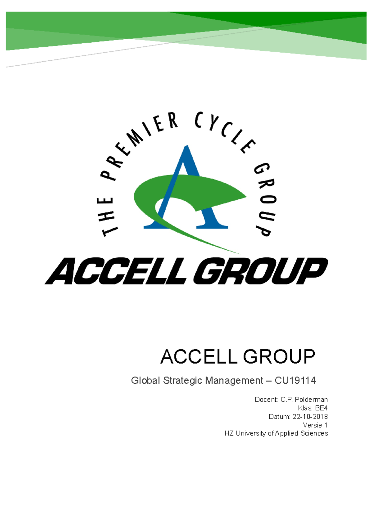 Organisatiebeschrijving Accell Group - ACCELL GROUP Global Strategic ...