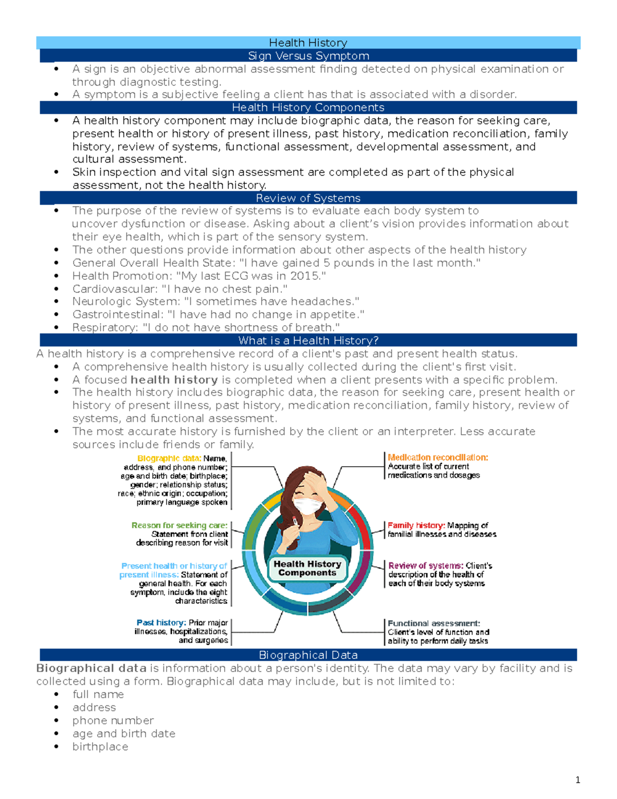 Week 3- Edapt-Health History - Health History Sign Versus Symptom A ...