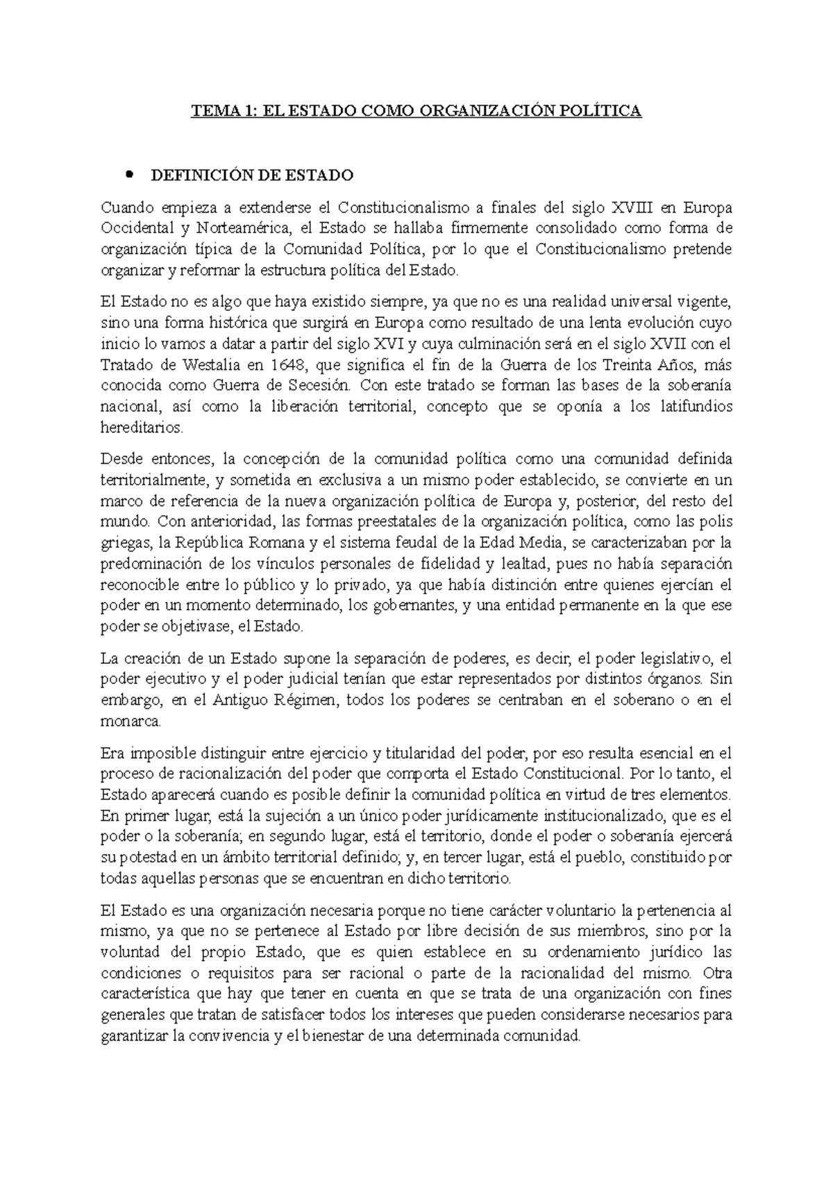 1. El Estado como organización política - TEMA 1: EL ESTADO COMO ...