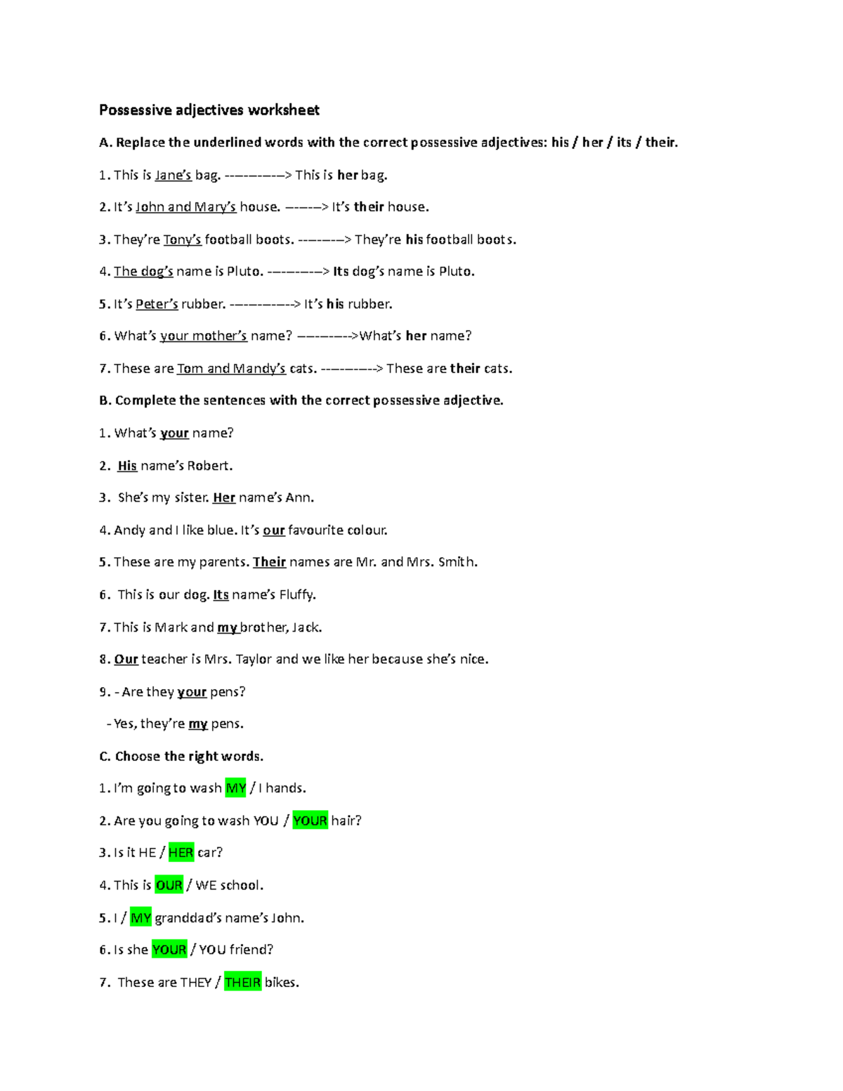 leonardo Possesive adjectives worksheet - Possessive adjectives ...