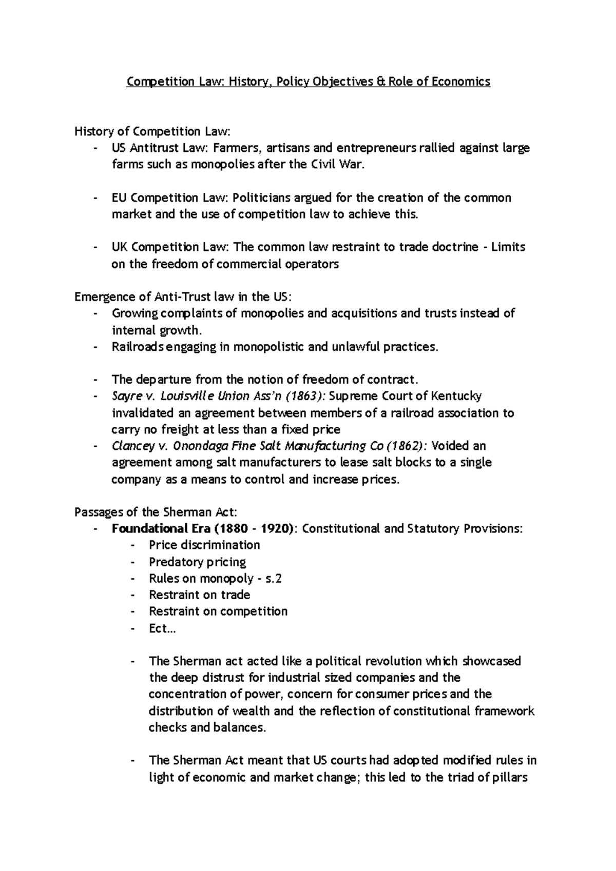 2- Competition Law History, Policy Objectives Role of Economics ...