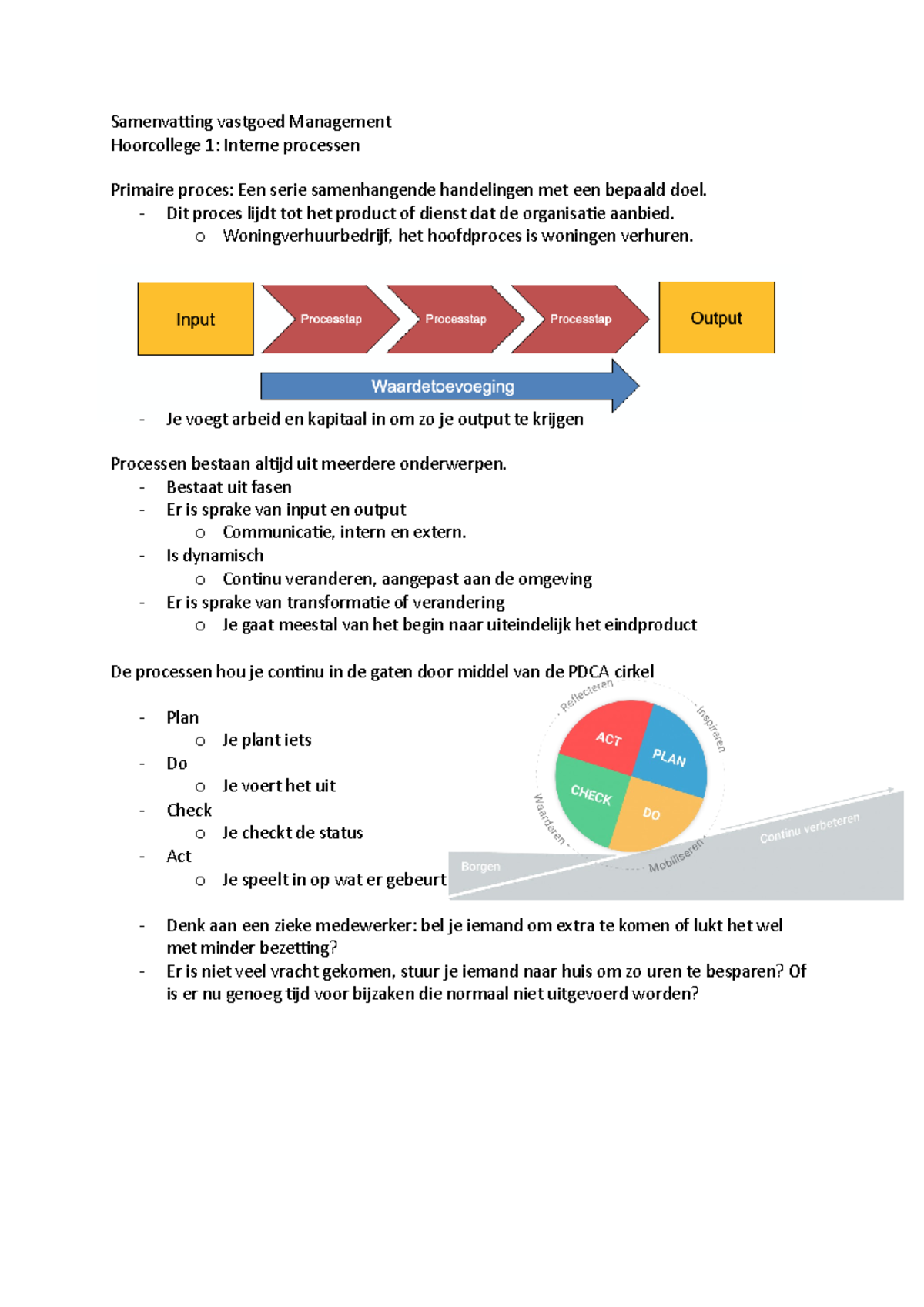 Samenvatting vastgoed Management Samenvatting vastgoed Management Hoorcollege 1 Interne