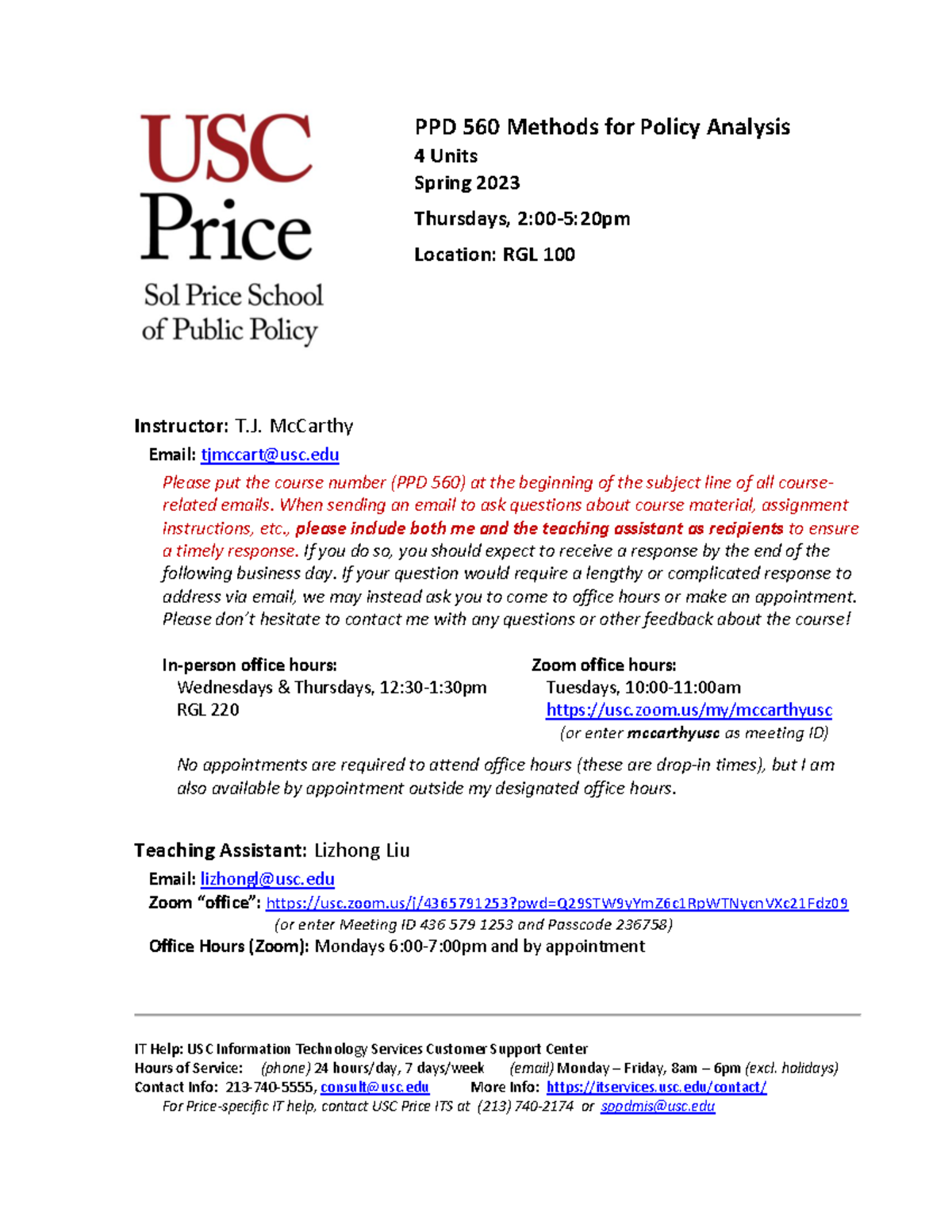 PPD 560 syllabus, Spring 2023 (Mc Carthy) 2 - PPD 560 Methods for ...