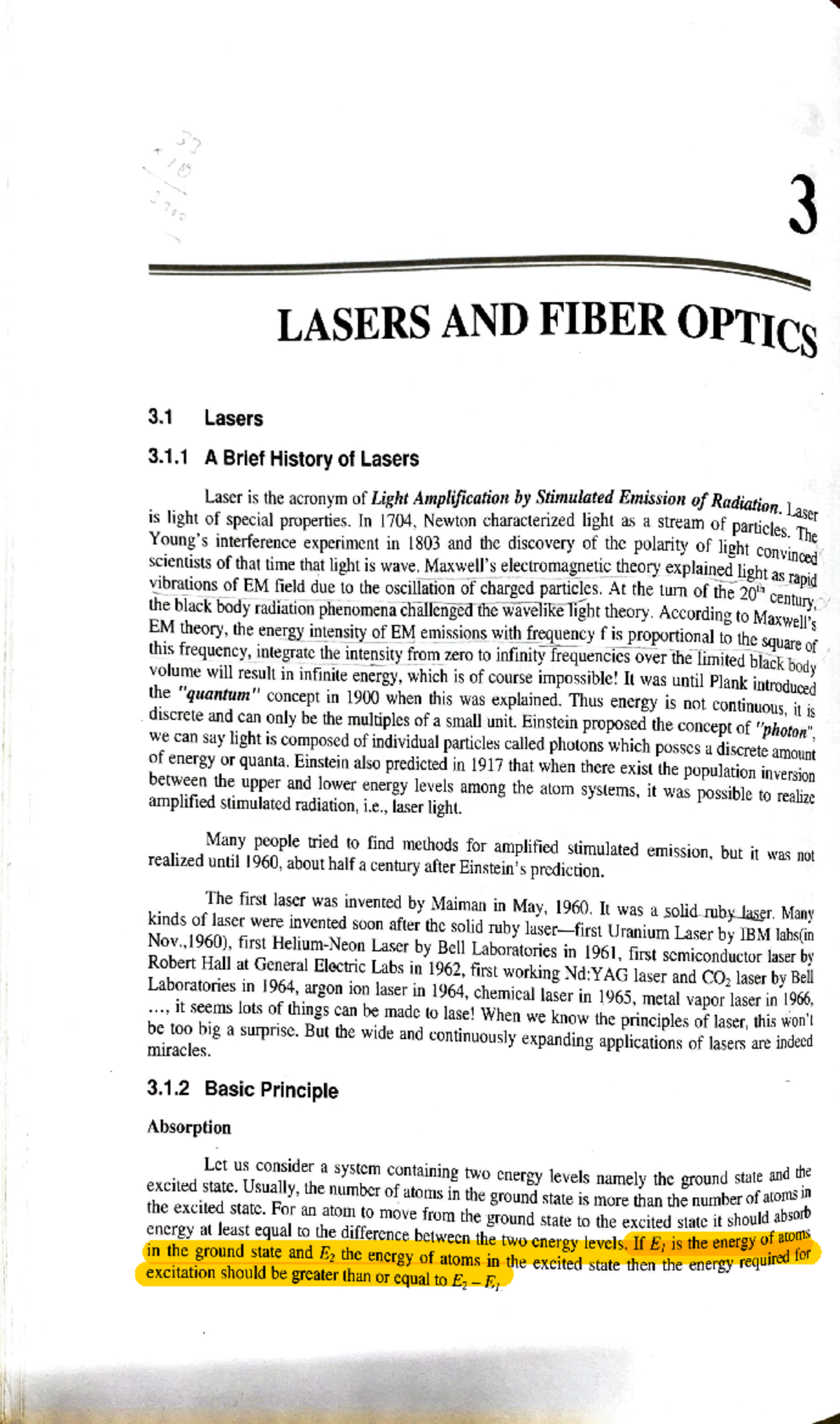 Laser and fiber optics - Physics : Electromagnetic Theory, Quantum ...