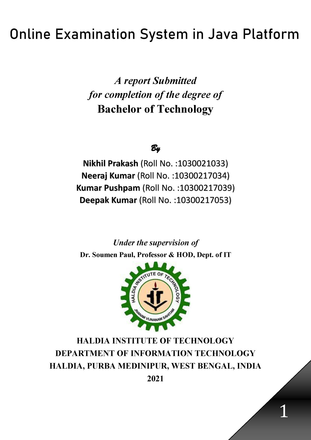 thesis on online examination system