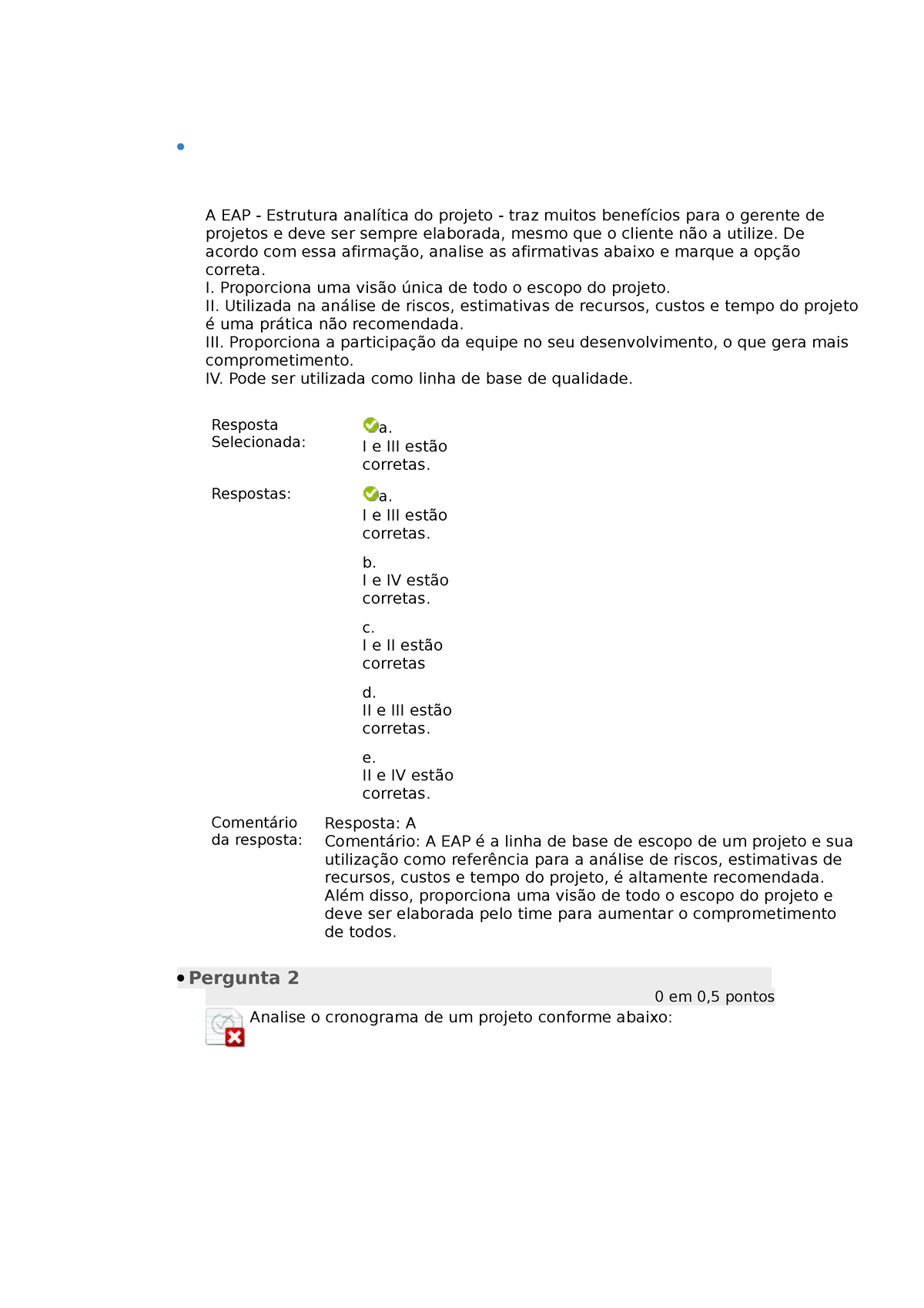 A EAP - Questionário Respondido - A EAP - Estrutura Analítica Do ...