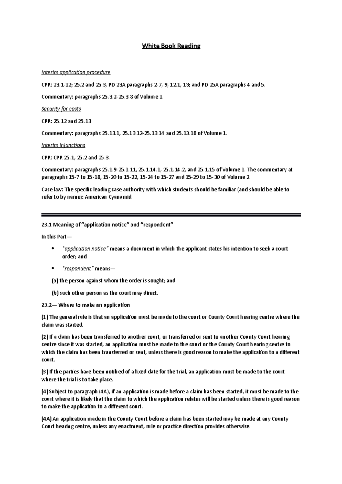 White Book Reading White Book Reading Interim application procedure