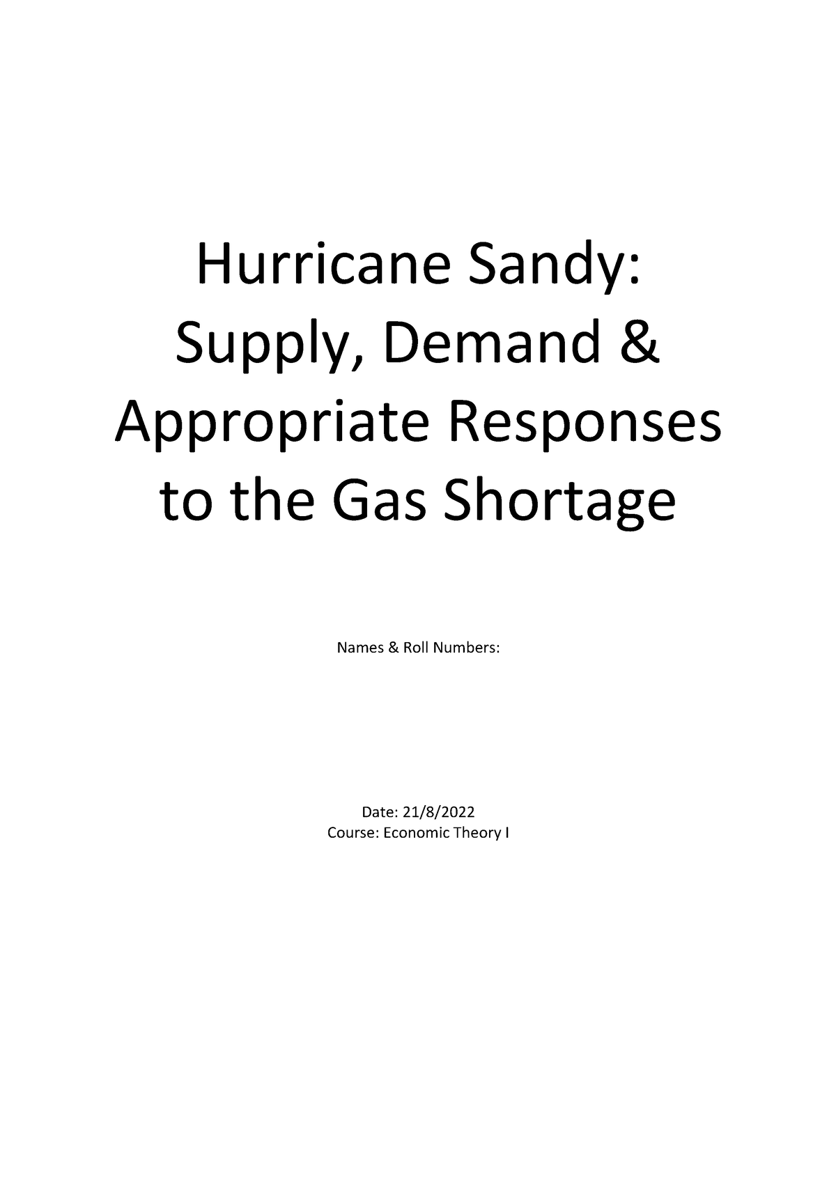 hurricane sandy supply and demand case study solution