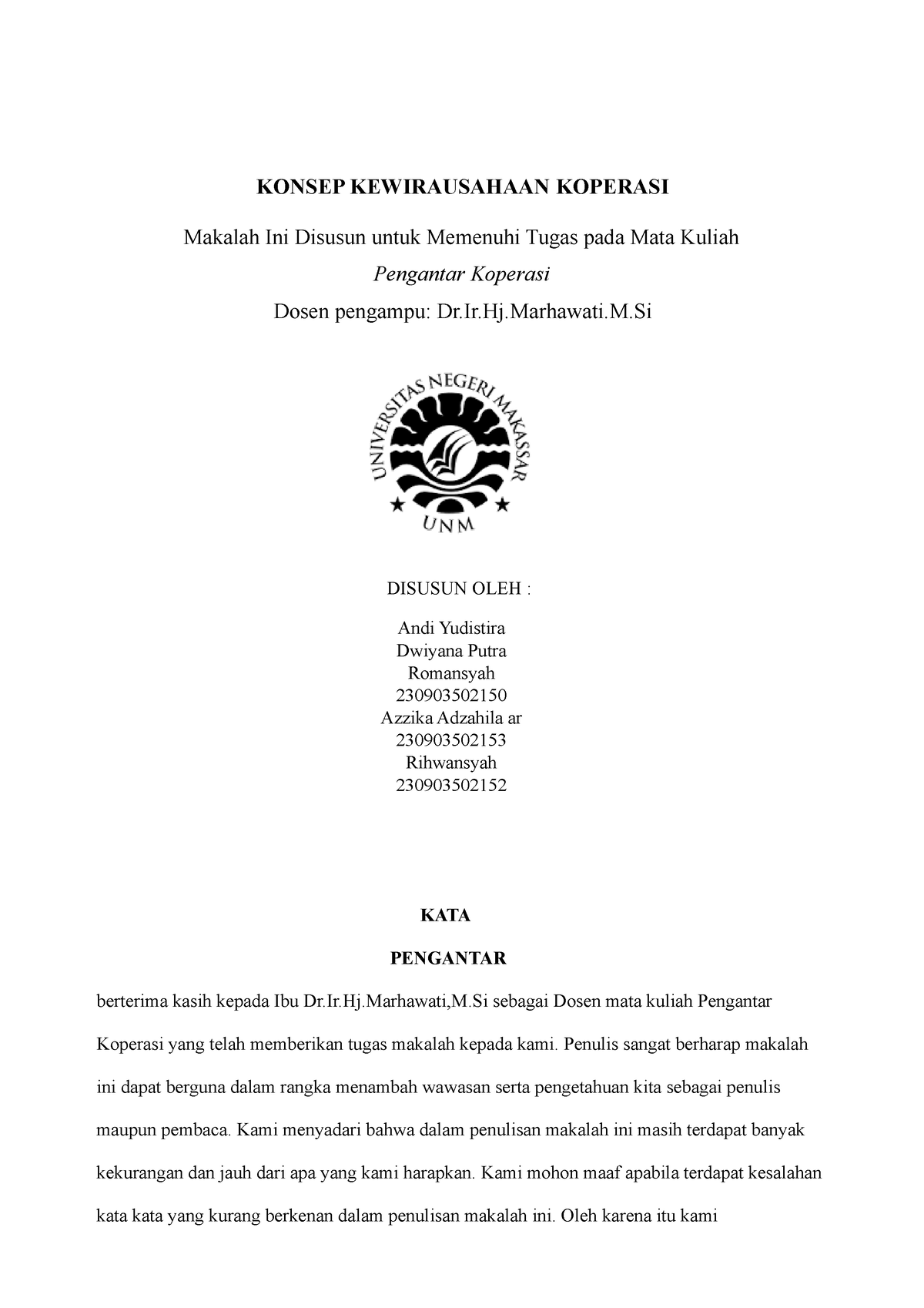 Kewirausahaan Koperasi (3) - KONSEP KEWIRAUSAHAAN KOPERASI Makalah Ini ...