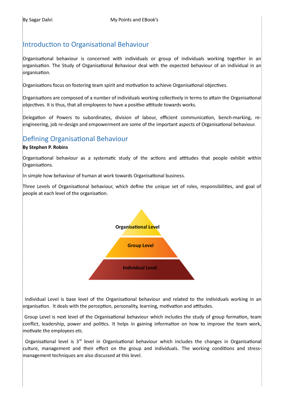 001 Introduction To Organisational Behaviour - Introduction To ...