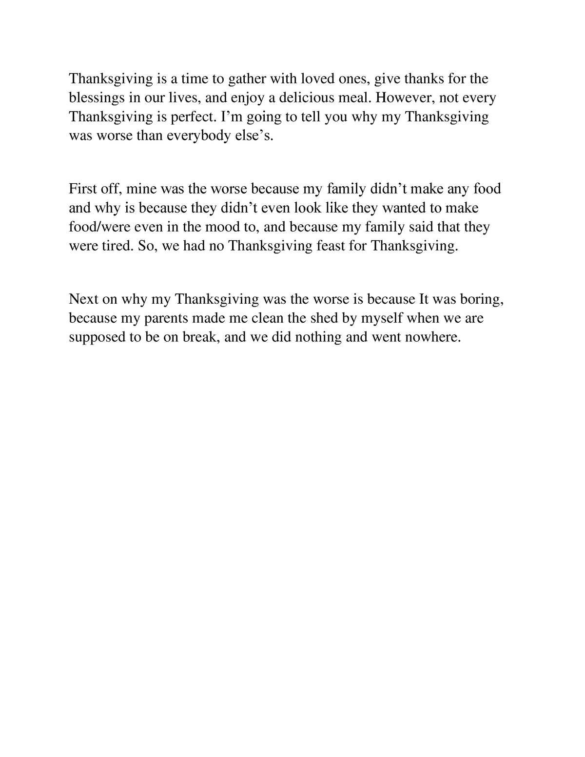 thanksgiving essay answers