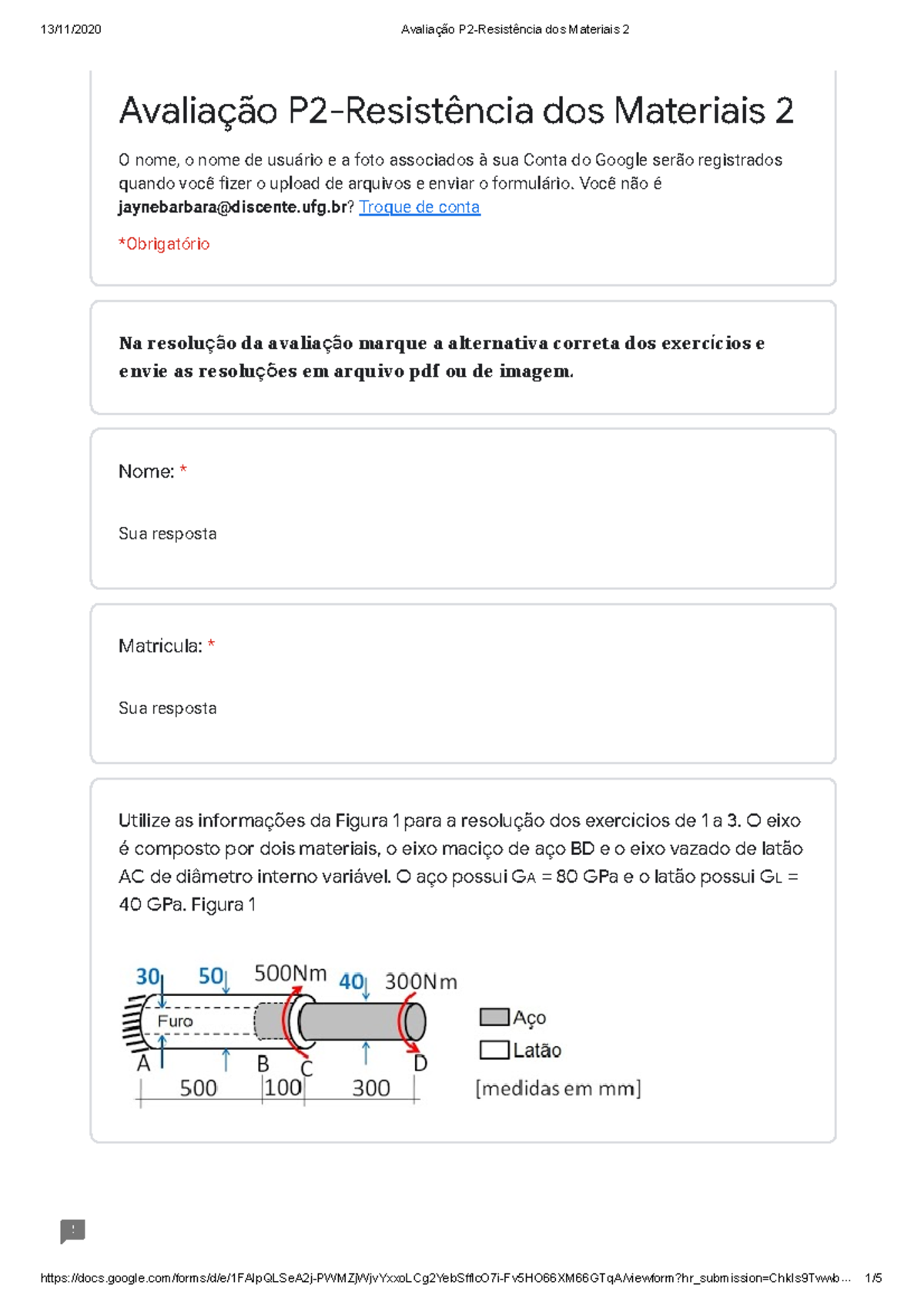 Avaliação P2 Resistência Dos Materiais 2 𝔍𝔚 ăÿĄĀýĆçãĀ þ𝔚 𝔚ć𝔚ý𝔢𝔚çãĀ