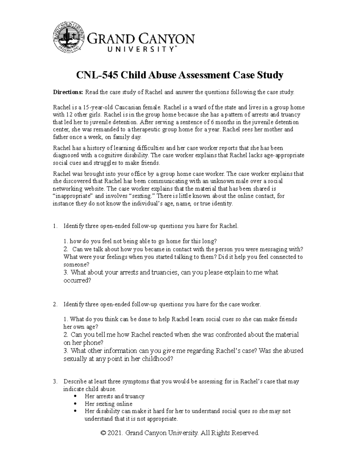 cnl 545 child abuse treatment case study marisa