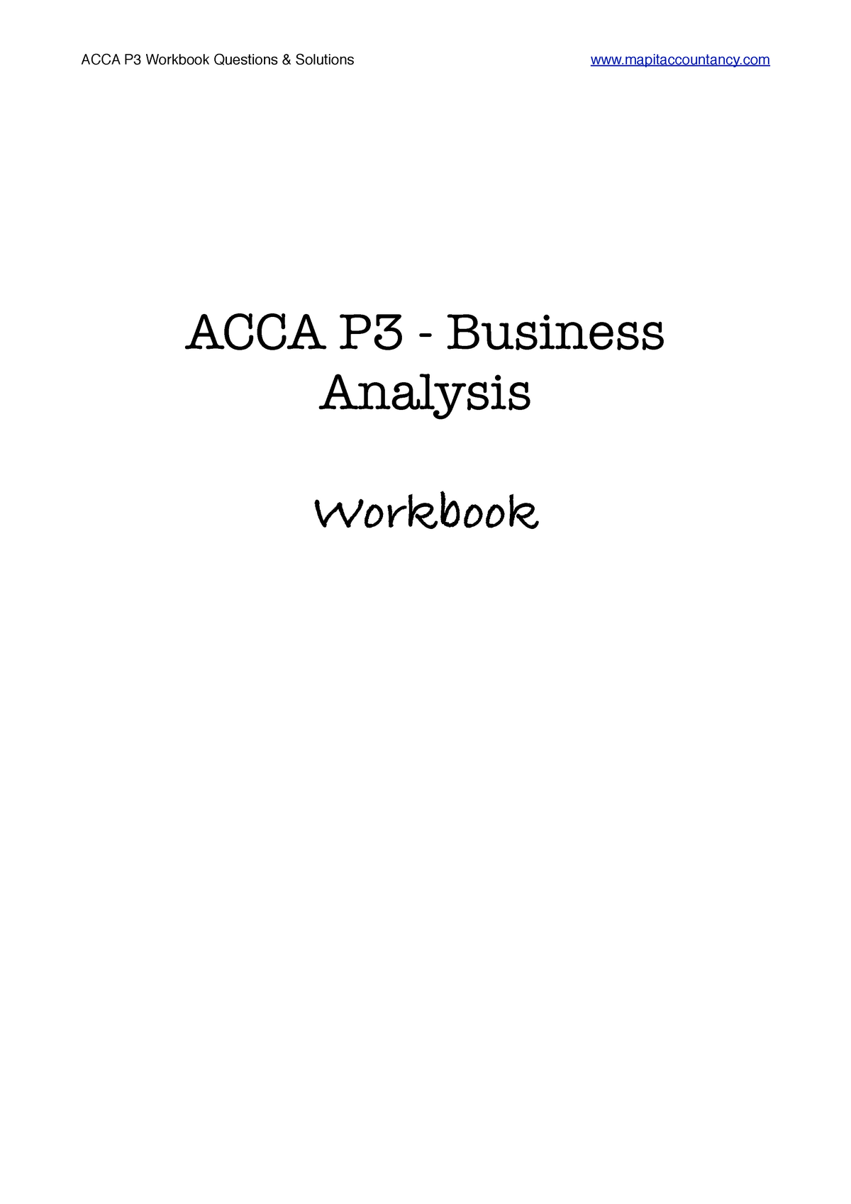 P3 ACCA Workbook Q & A PDF - ACCA P3 Workbook Questions & Solutions ...