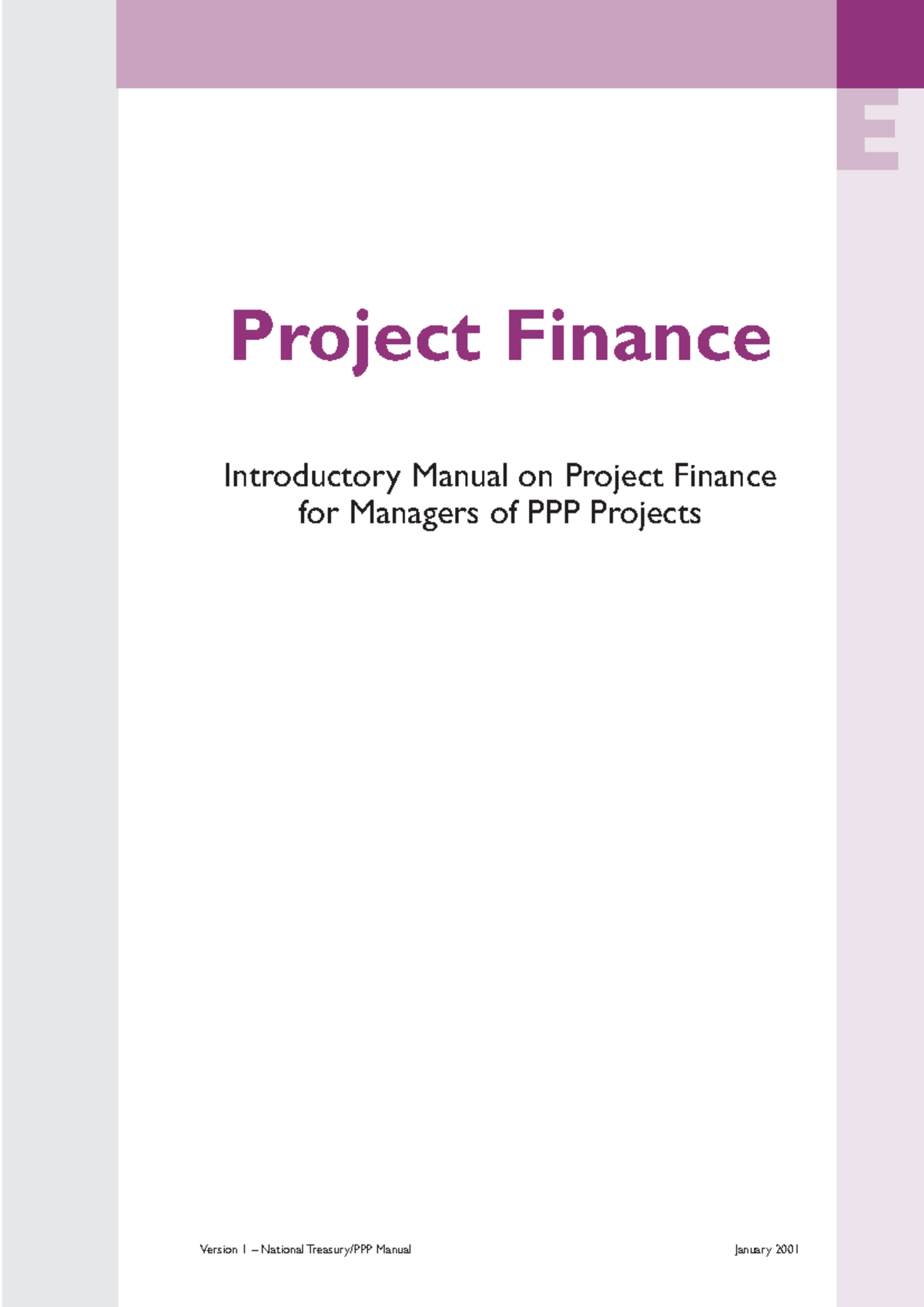 Treasury SAfrica Finance Introductory Manual Project Finance