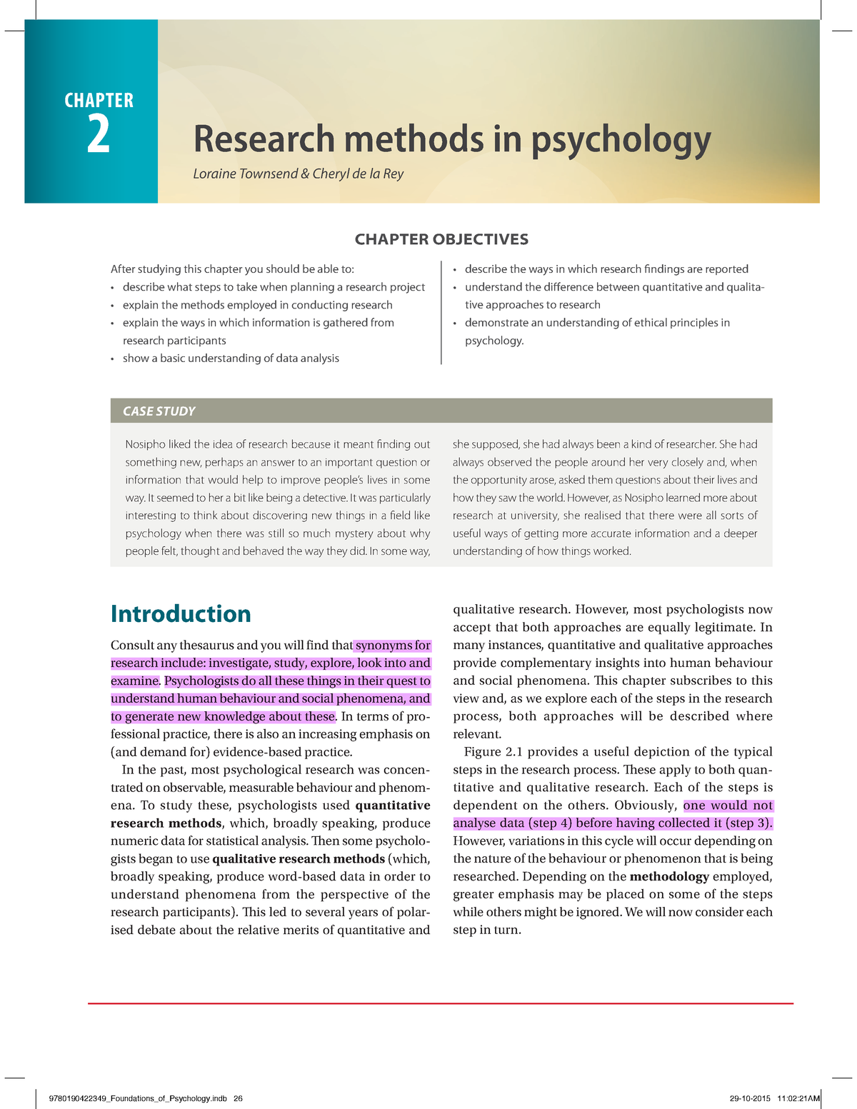 Chapter 2 Foundations Of Psychology Prescribed Textbook - Research ...