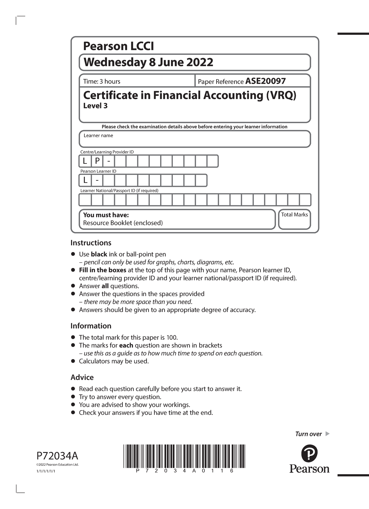 P72034 lcci level 3 certificate in financial accounting ase2009 7 qp ...