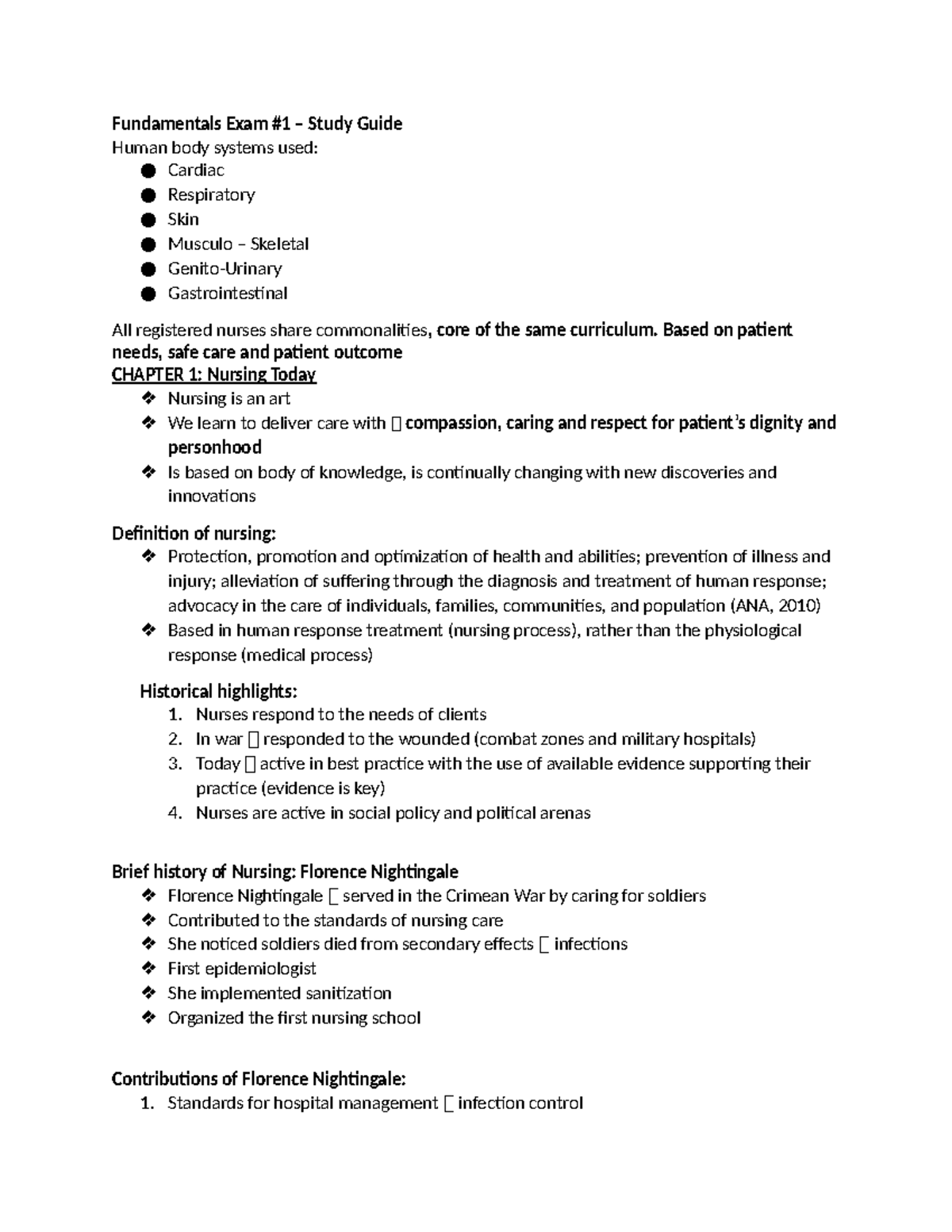 Fundamentals Exam 1 Study Guide 1 - Fundamentals Exam #1 – Study Guide ...