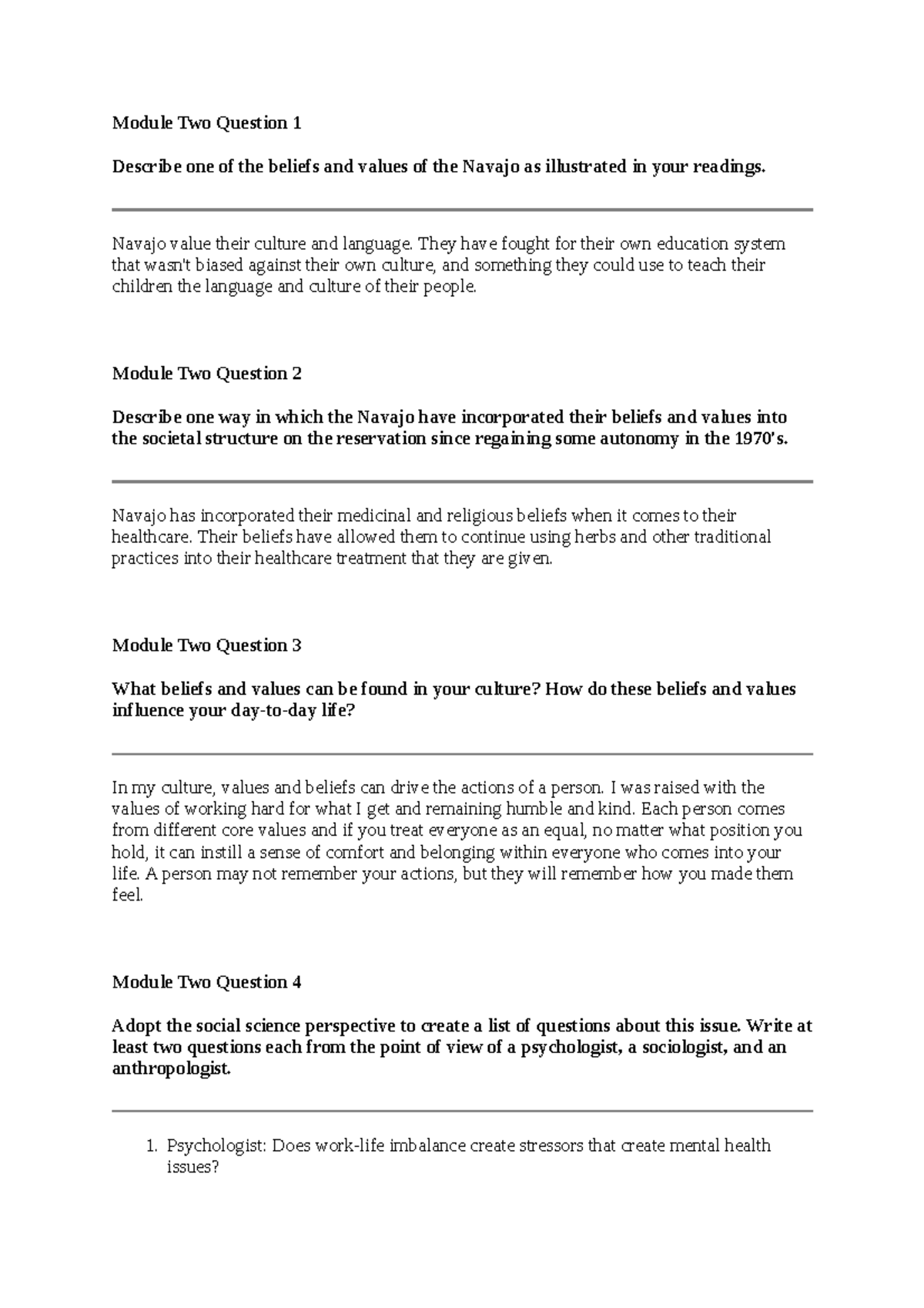 SCS 200 Applied Social Sciences (Module 2 Short Answers) - Module Two ...