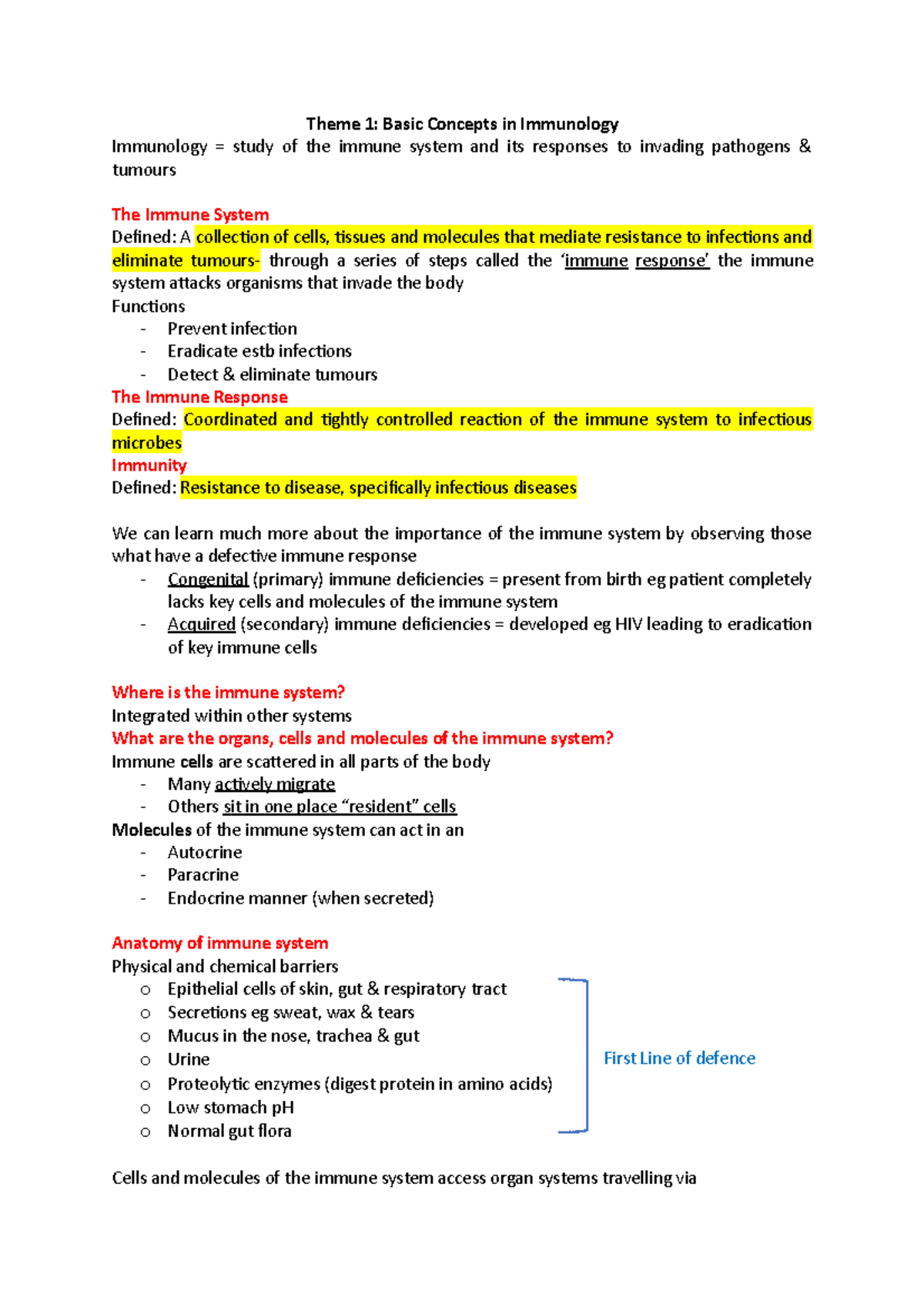1. What is the Immune System - Theme 1: Basic Concepts in Immunology ...