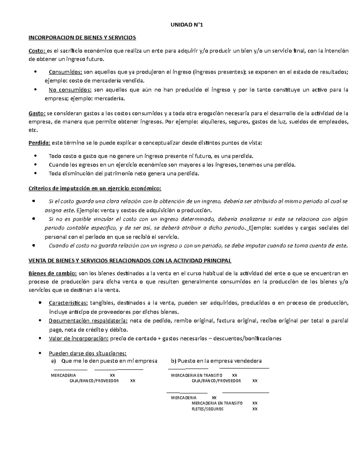 Programa Combinado de algunas unidades - UNIDAD N°1 INCORPORACION DE ...