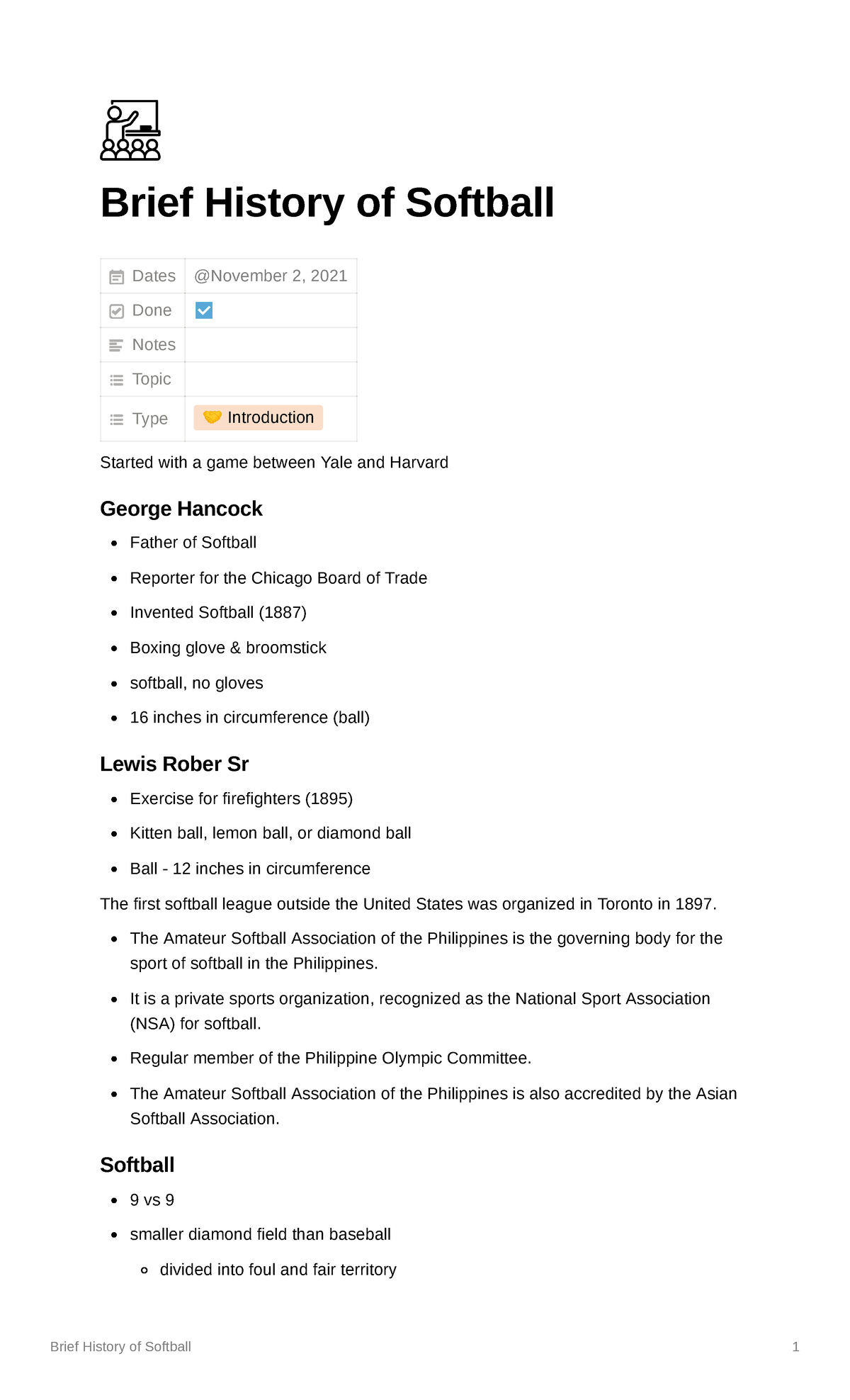 Brief History of Softball The Amateur Softball Association of the