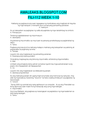 FILI2121B Pagsulat Sa Filipino Sa Piling Larangan Tech Voc WEEK 1 10 ...